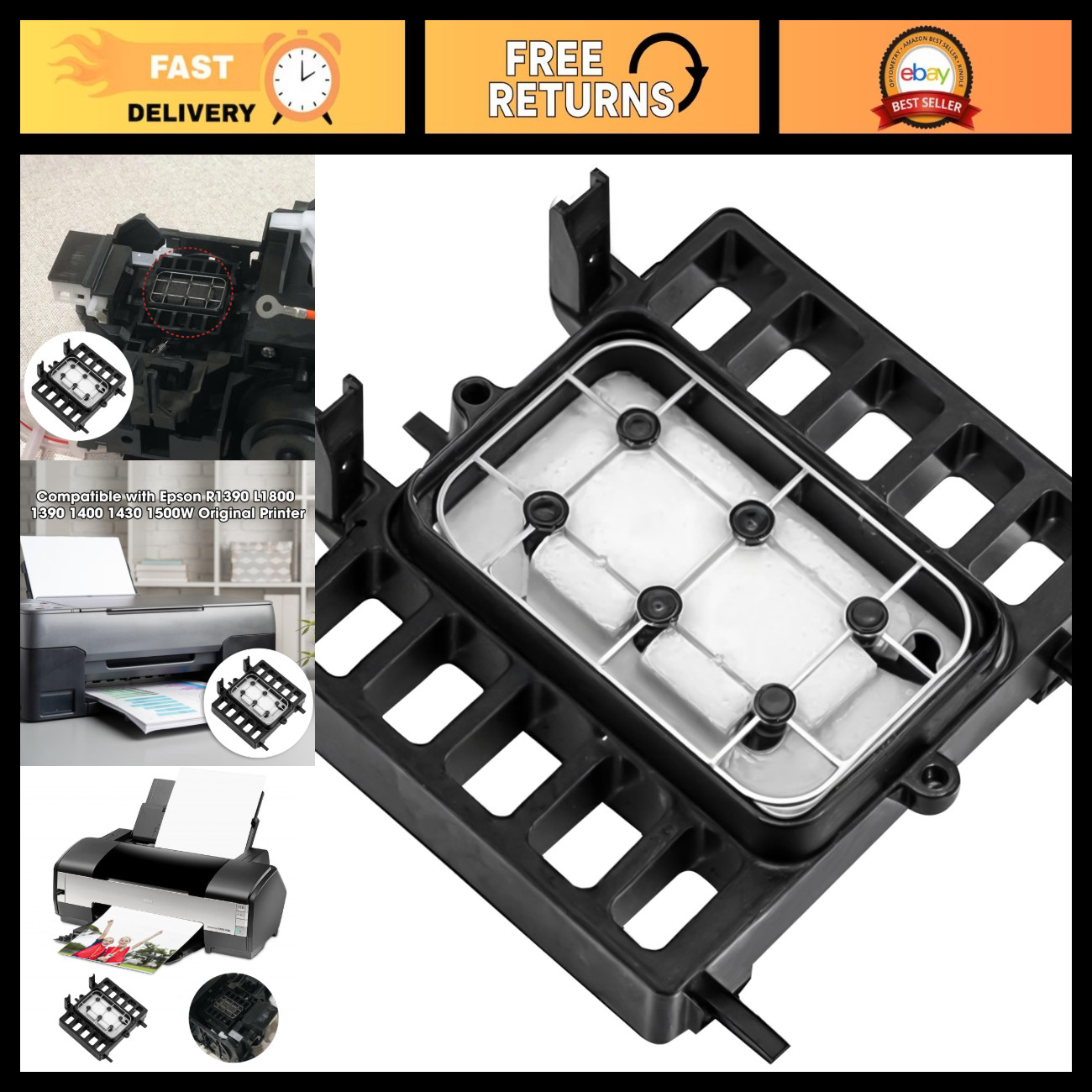 DTF Printhead Cap Top & Waste Ink Pad Capping Station for Epson Printers - Repla