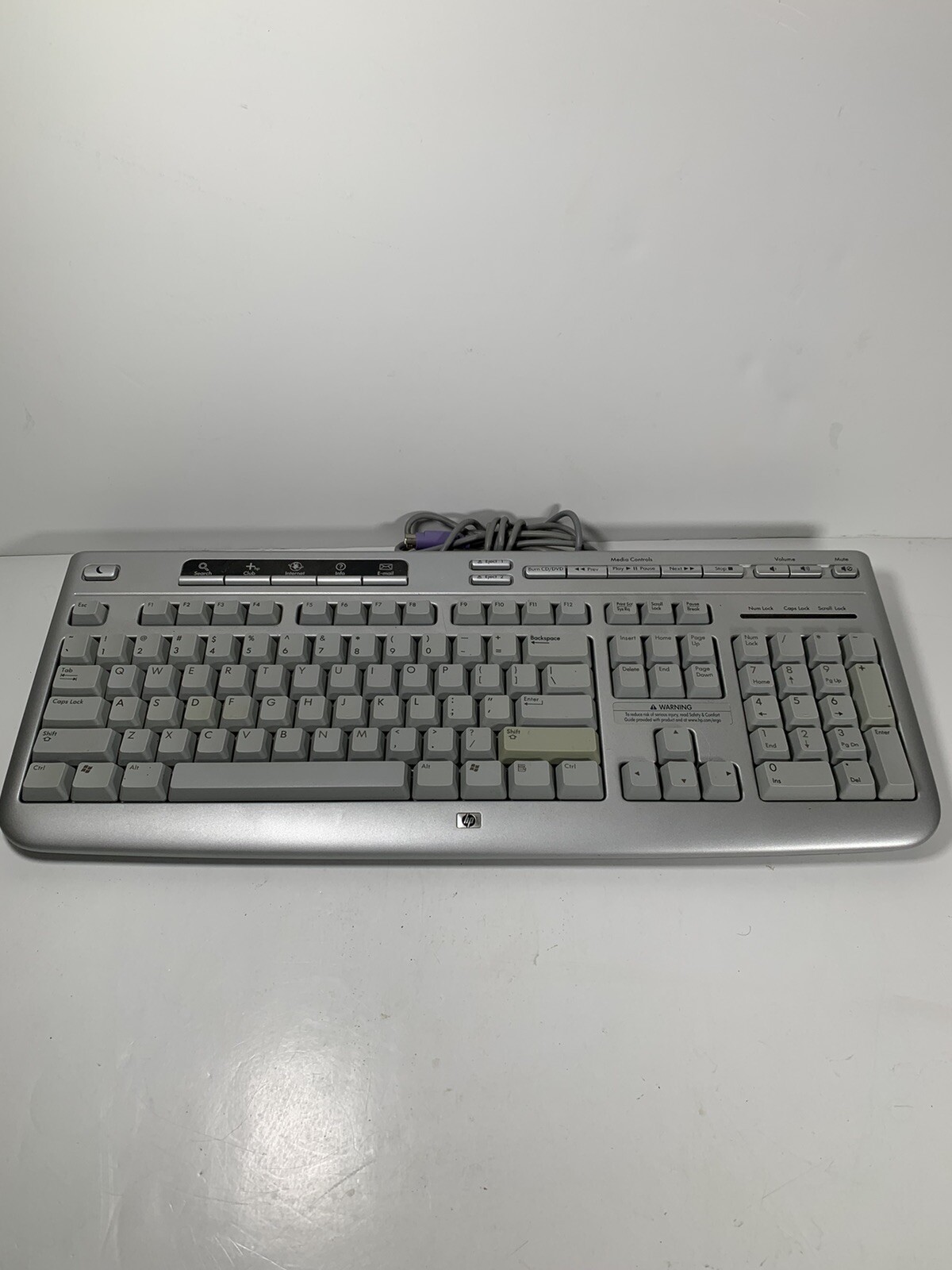 HP Model 5187 Keyboard Gray Silver Multimedia w/ Media Player Controls 8.F5
