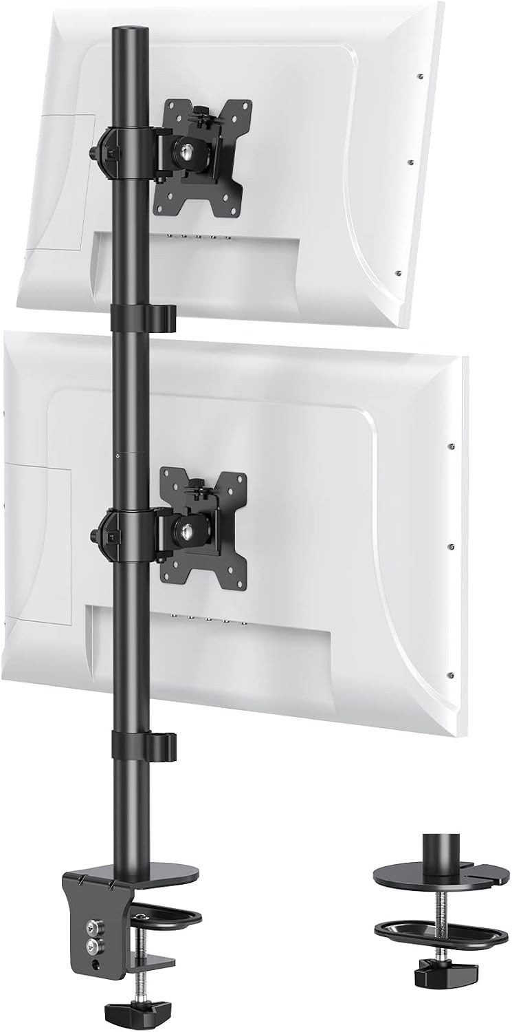 Vertical Dual Monitor Stand, Stacked Monitor Mount for 2 Screen Max 32 inches...
