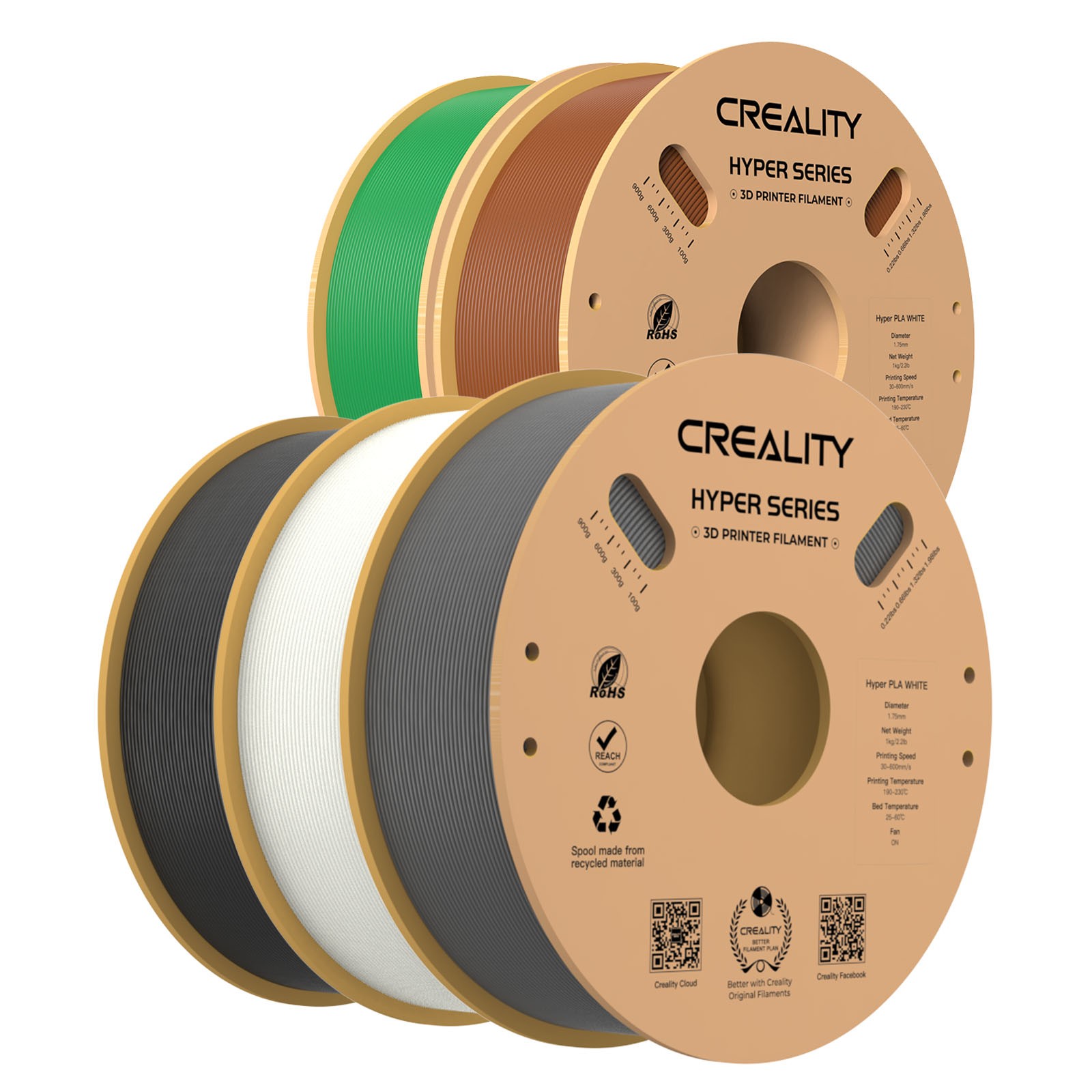 5KG/10KG Creality Hyper PLA 3D Printer Filament 1.75mm 30-600mm/s High Speed
