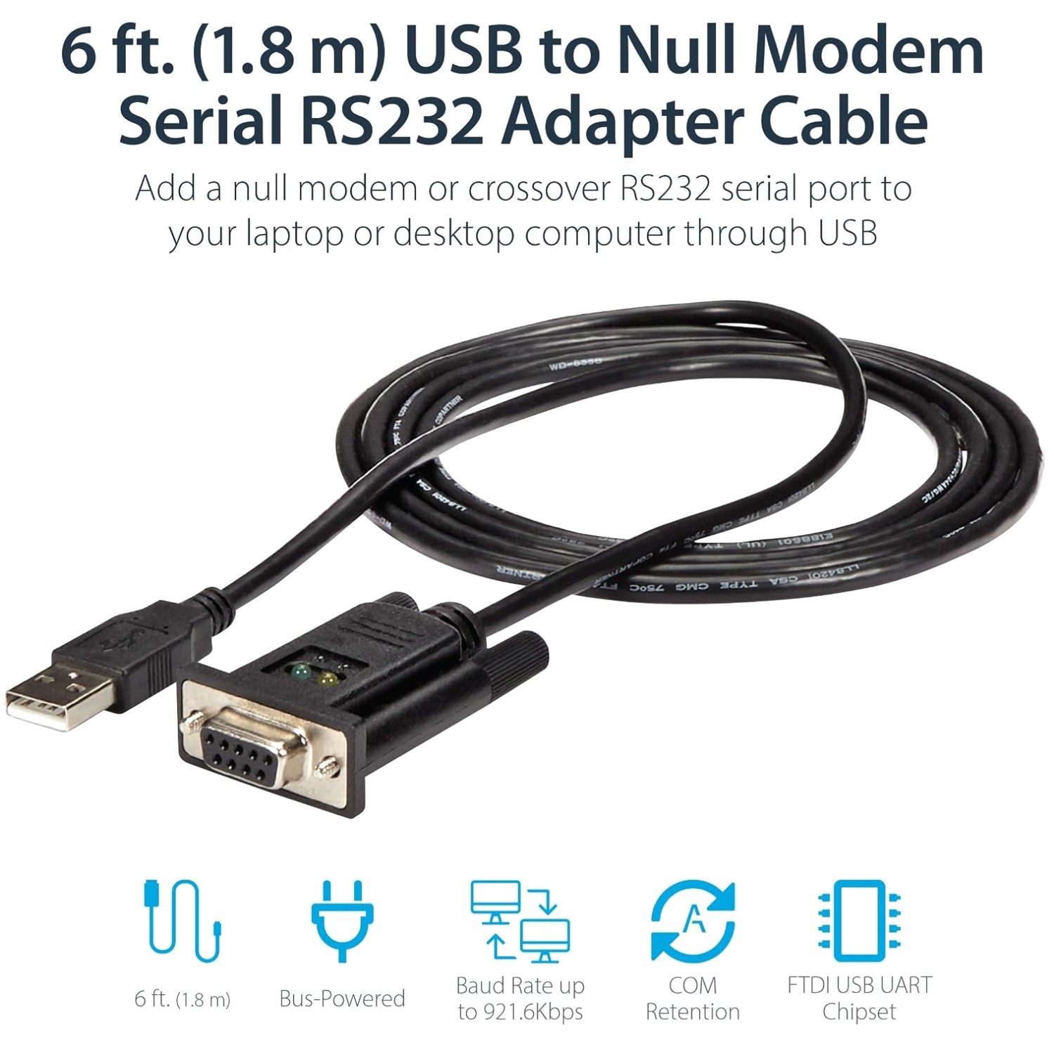FTDI USB to Null Modem RS232 Adapter