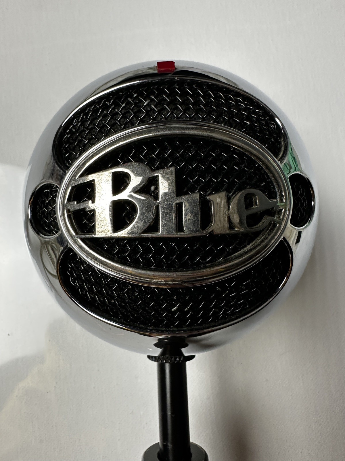 Blue Snowball USB Condenser Mic Chrome Vintage Original w Stand Cable Tested