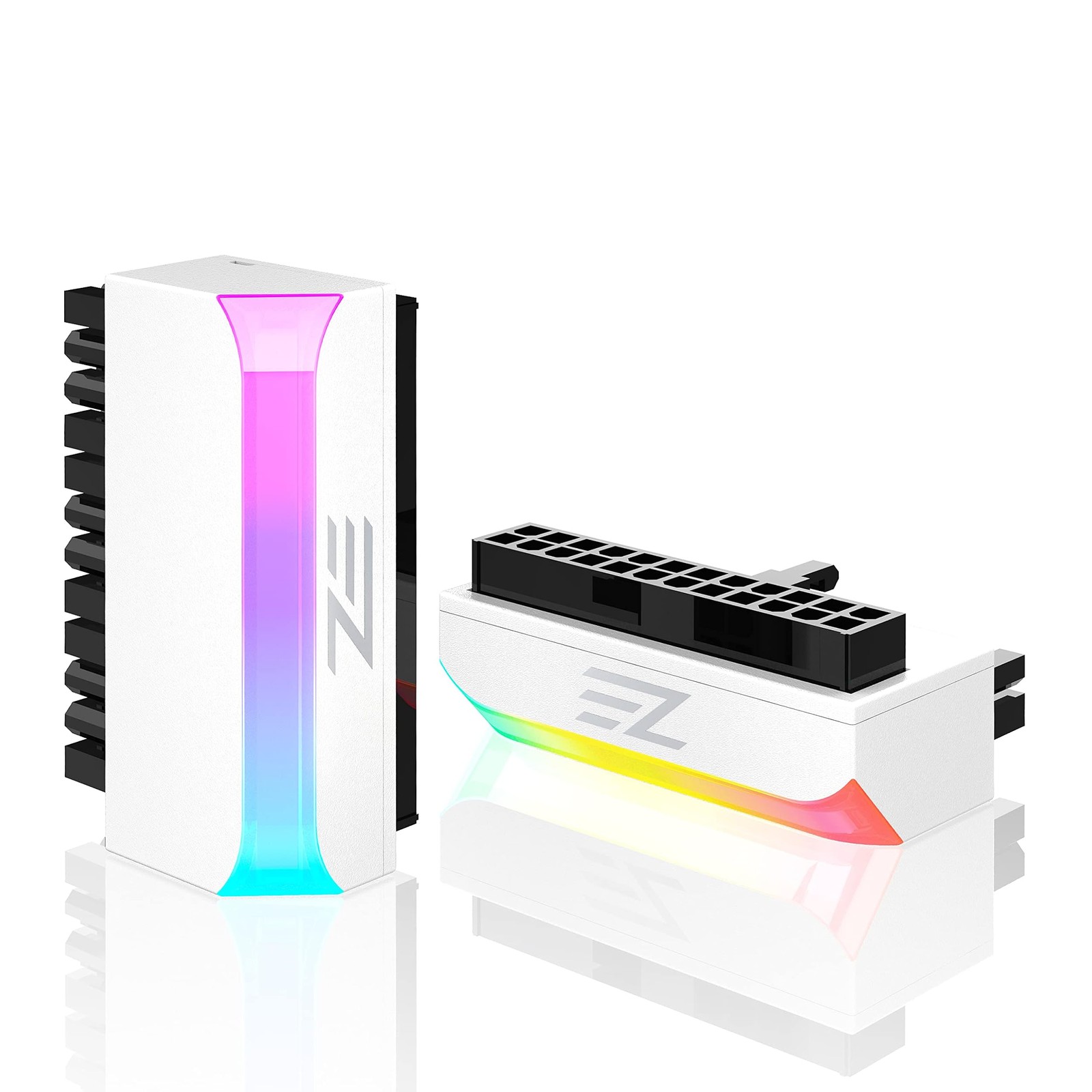 EZDIY-FAB ATX 24-pin 90 Degree Power Connector Adapter 5V 3 Pin ARGB Rainbow Fem