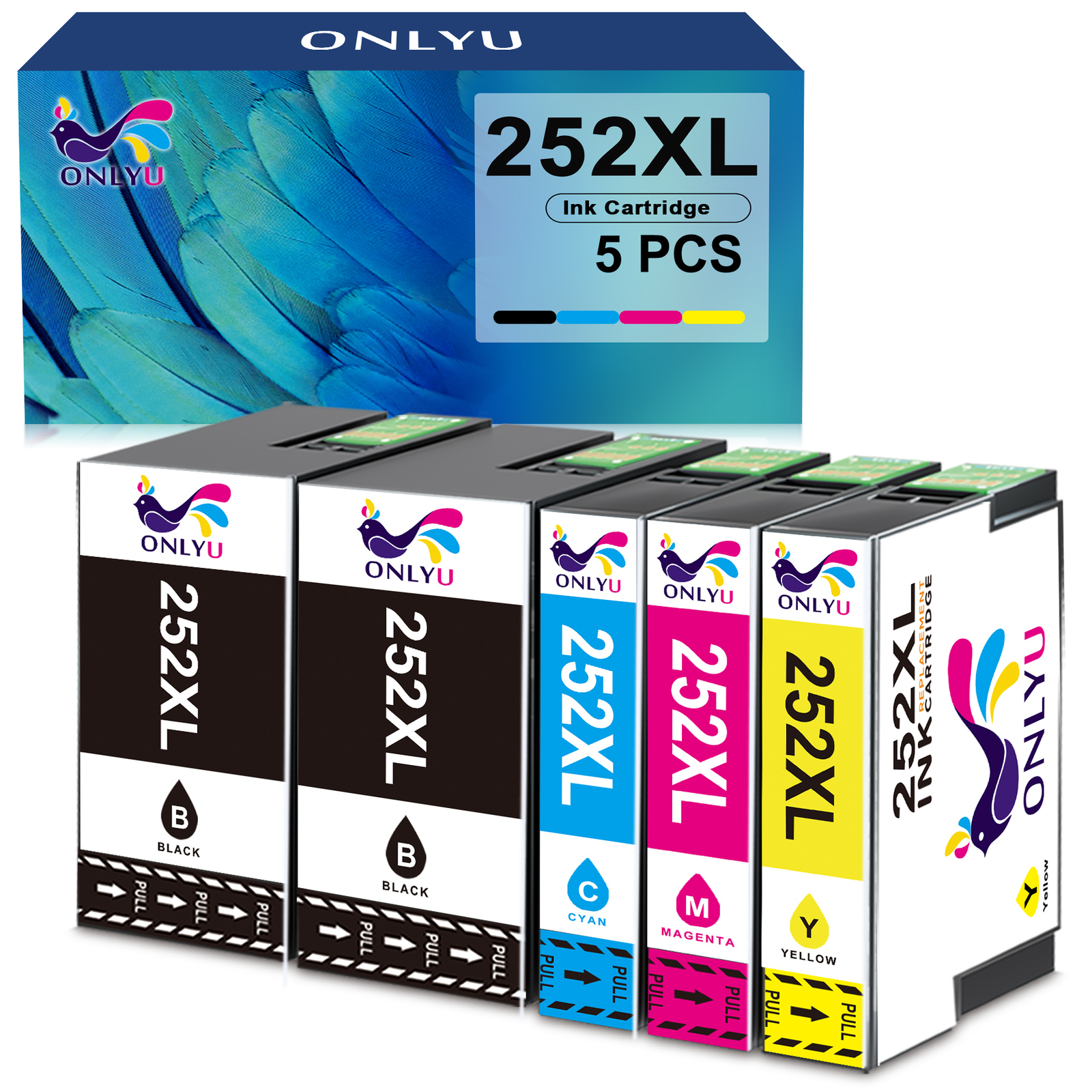 5Pcs 252XL Compatible For Epson Ink Cartridges for WorkForce WF-3630 WF-7720DTWF