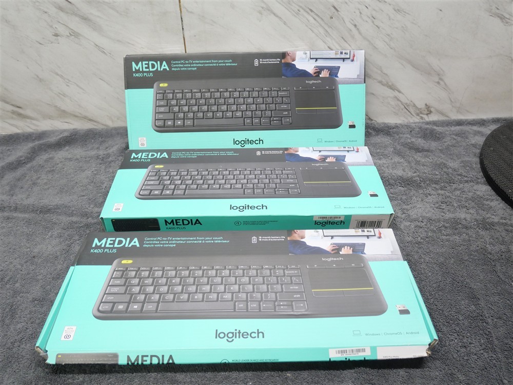 NEW Lot of 3 Logitech K400 Plus Wireless Touch Keyboard 920-007119 SEALED