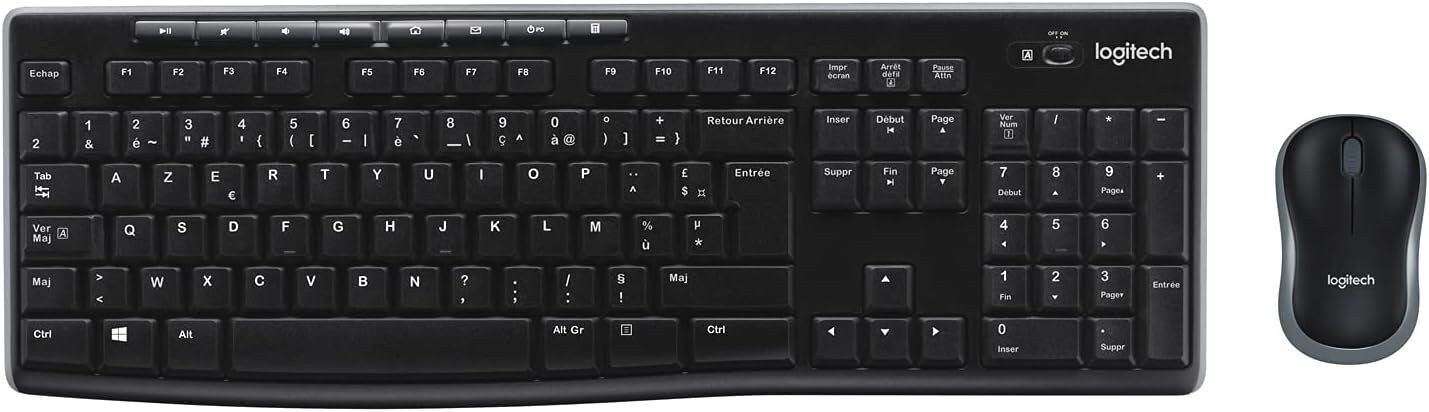Logitech Wireless Combo MK270 with Keyboard K270 and Mouse, French - Black