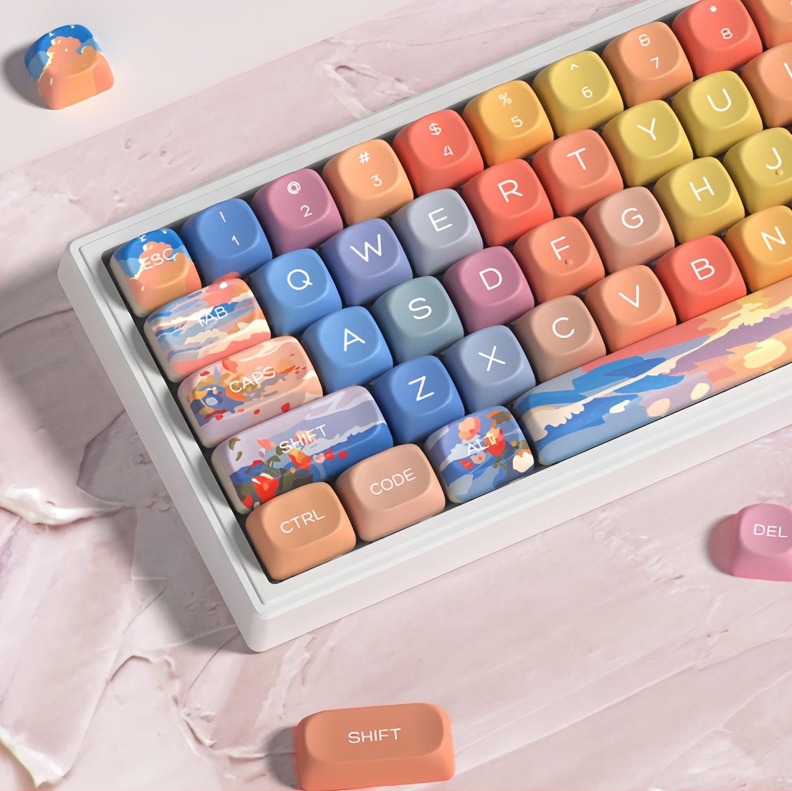 dagaladoo PBT Keyboard Keycaps, Colorful MOA Keycaps,Sunset
