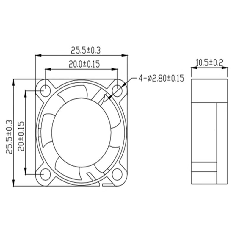 DC Brushless 3 / 4-Pin PWM Micro Cooling Fan for GPU/CPU/Printer 2510 25x10x10mm