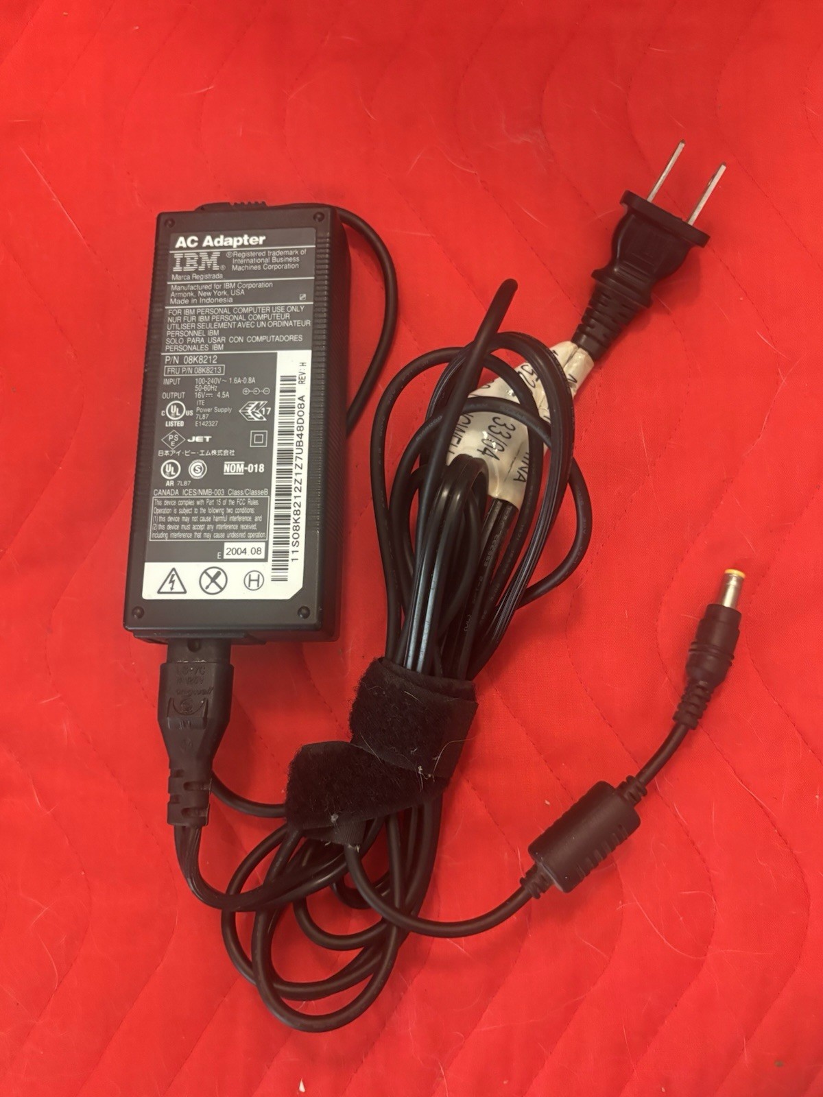 OEM GENUINE IBM Laptop AC Adapter Charger p/n 08k8204 Yellow TIP 16 Volt 4.5 Amp