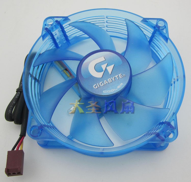 For GIGABYTE 8CM Blue LED Ball Round Frame CPU Fan 3-Wire F128025DL
