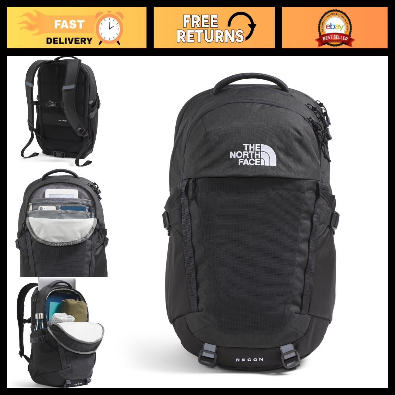 Versatile Laptop Backpack, Water-Resistant, Multiple Compartments, OSFA, Gray/Bl