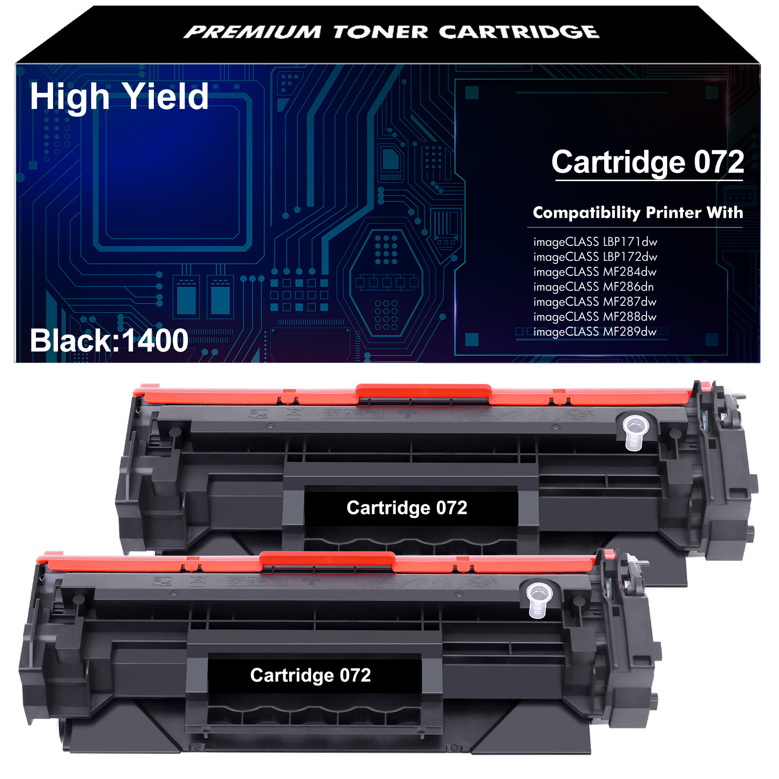 2PK Compatible 072 For Canon imageCLASS LBP172DW MF284DW Toner Cartridge