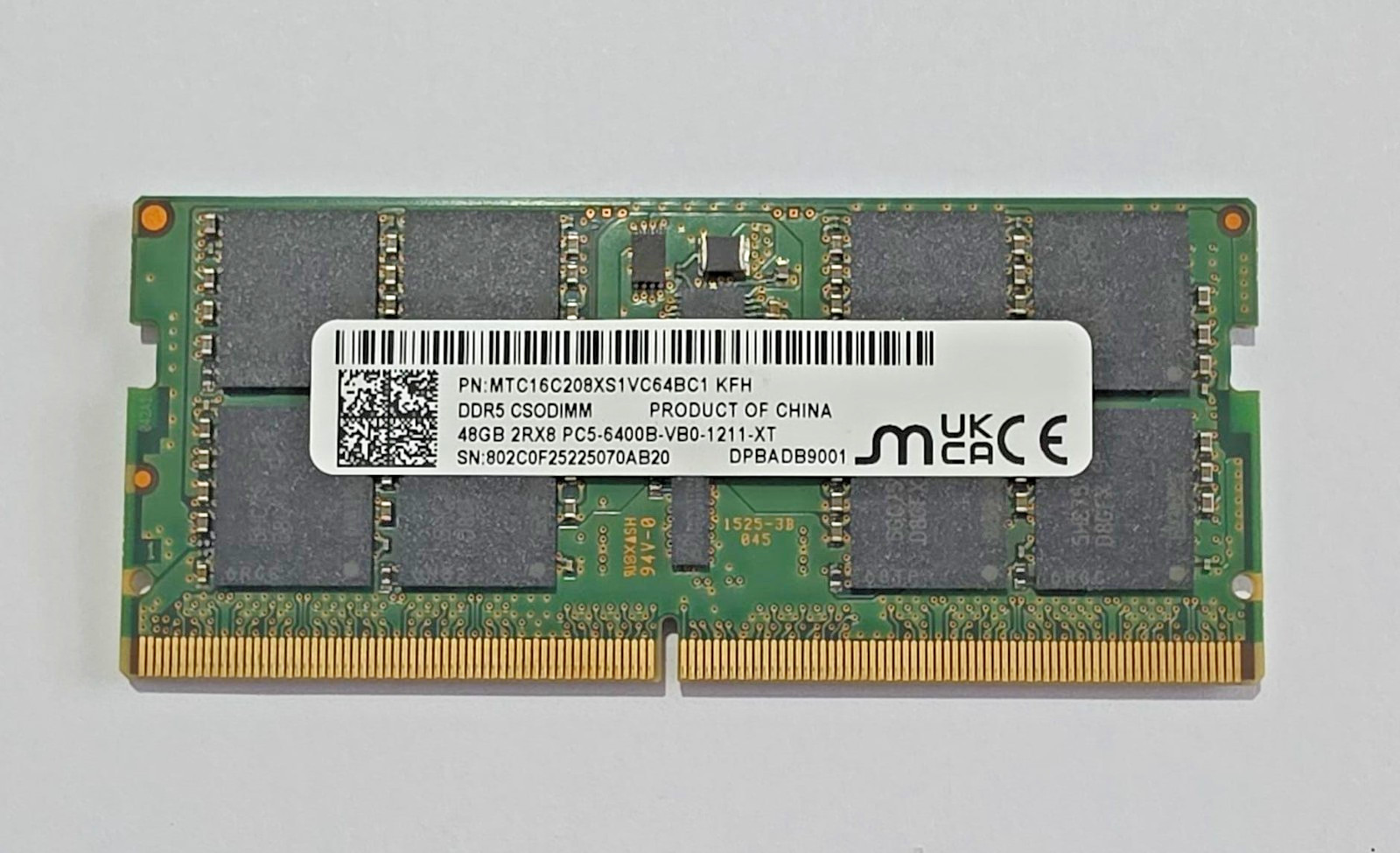 Micron DDR5 48GB 6400 MHz  CSODIMM MTC16C208XS1VC64BC1