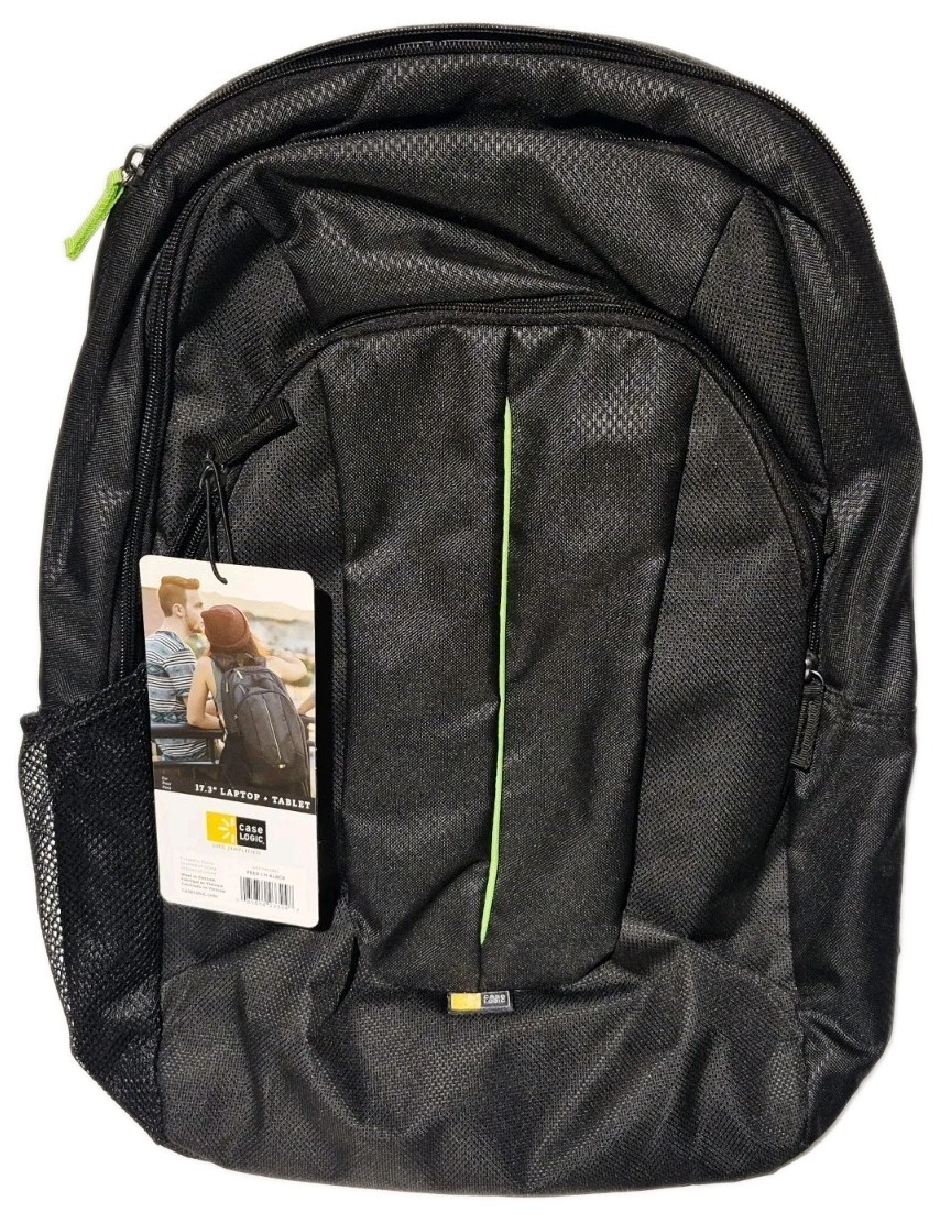 CASE LOGIC PREVAILER PREV-117 BLACK & GREEN BACKPACK CASUAL 17.3 LAPTOP TABLET
