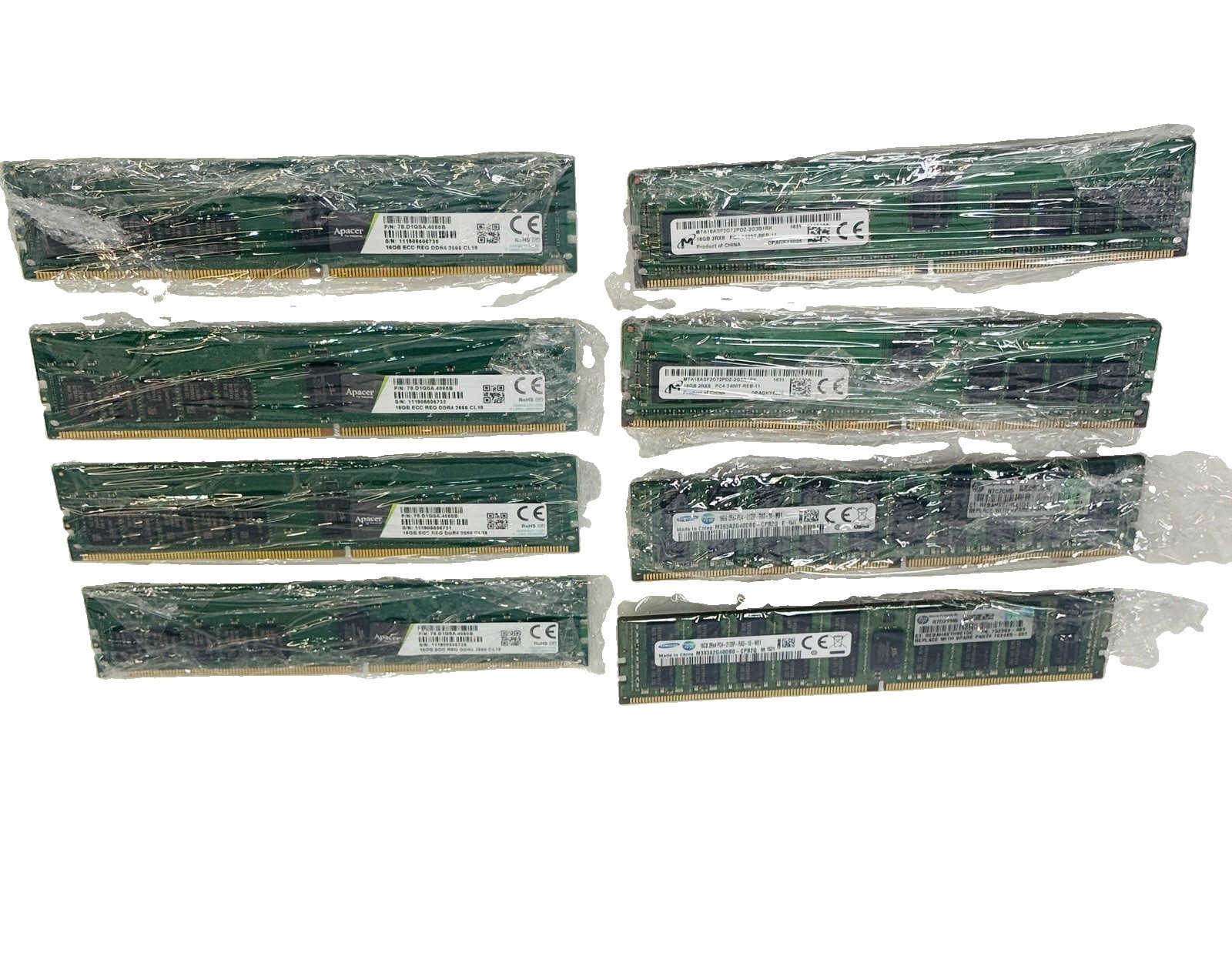Lot Of (8) Mixed RAM Spacer DDR4 2666 Micron 2400T Samsung 2133P Desktop Server