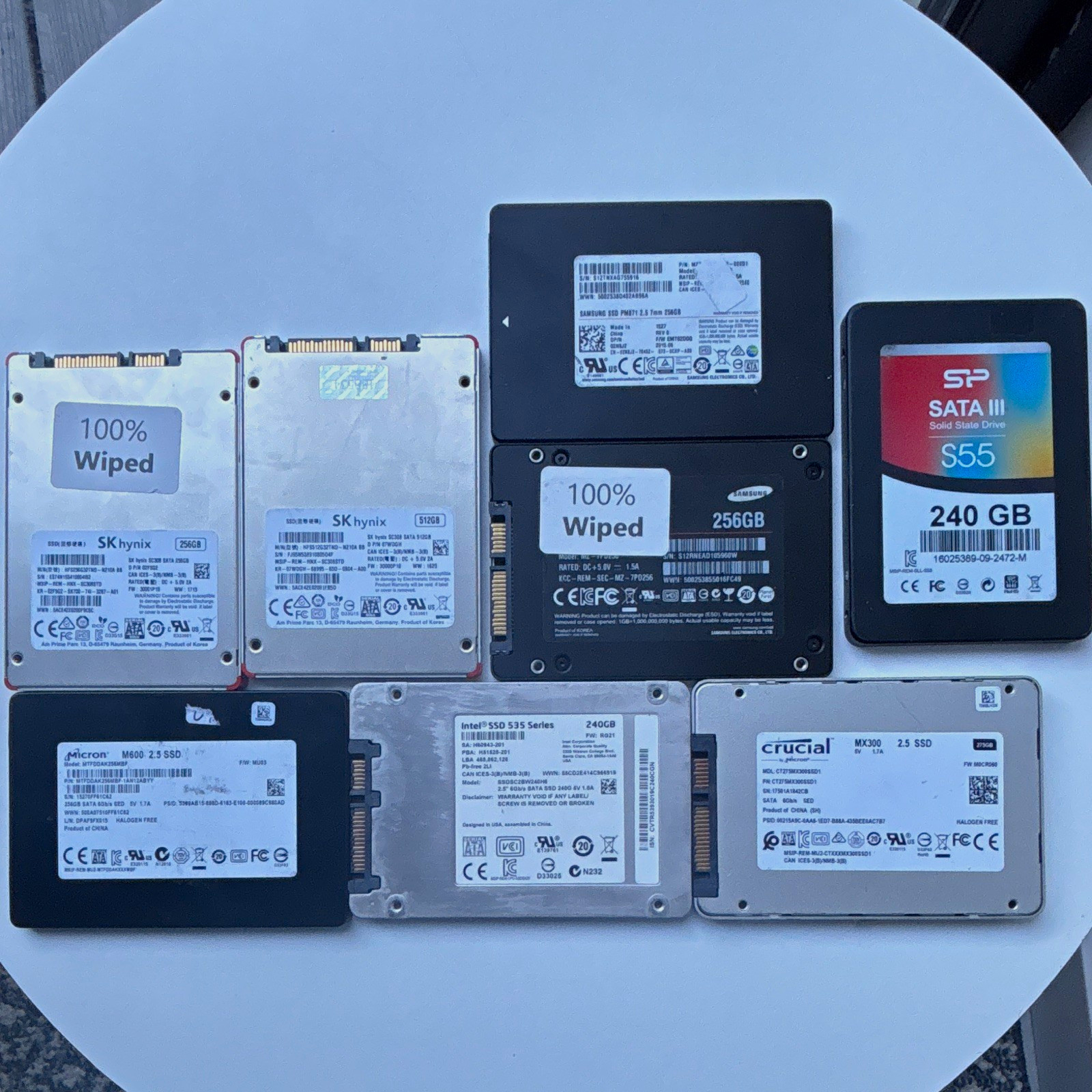 Mixed Brands Lot (8) 2.5" SATA III Internal SSDs 240GB 256GB 512GB