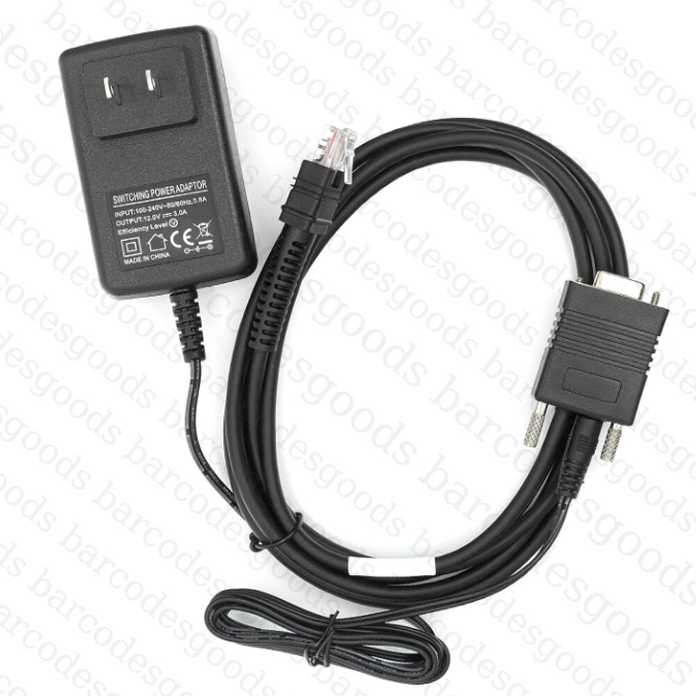For Zebra LI3678 DS3678 6.5FT(2M) 9Pin RS232 Serial Cable with 12V Supply New