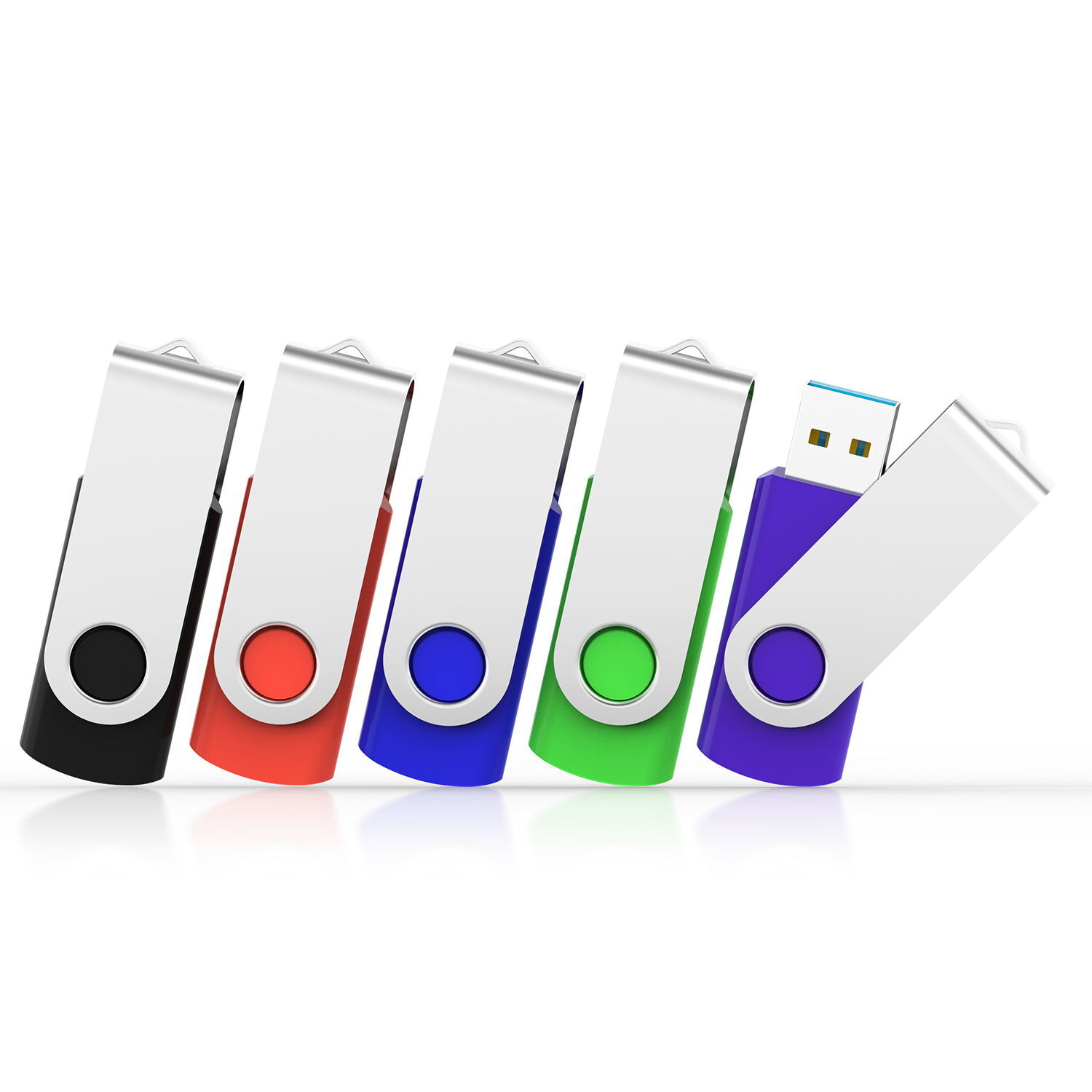 Mixed Color Metal Swivel USB 2.0 5pcs 2GB Flash Drive Memory Stick Thumb Drive