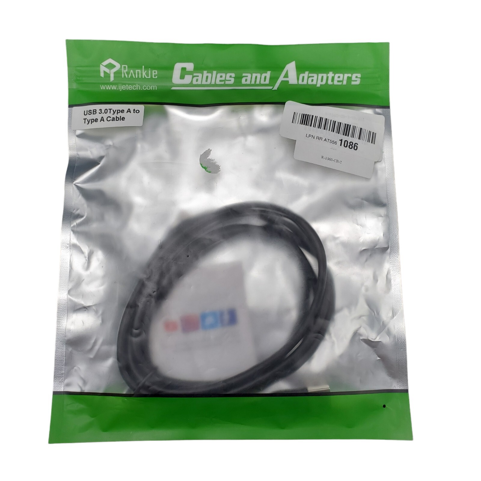 Rankie USB 3.0 Cable Type A to Type A 1-Pack 6 Feet Cable
