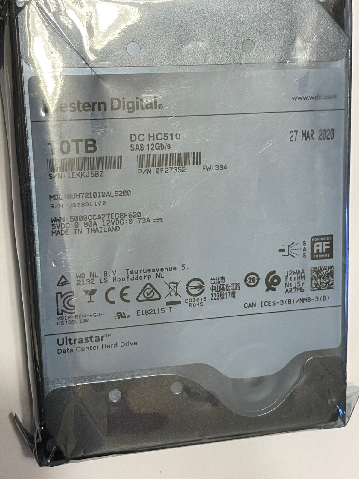 HGST Ultrastar DC HC510 10TB, 7200 RPM, 3.5 inch Internal HDD - HUH721010AL5200