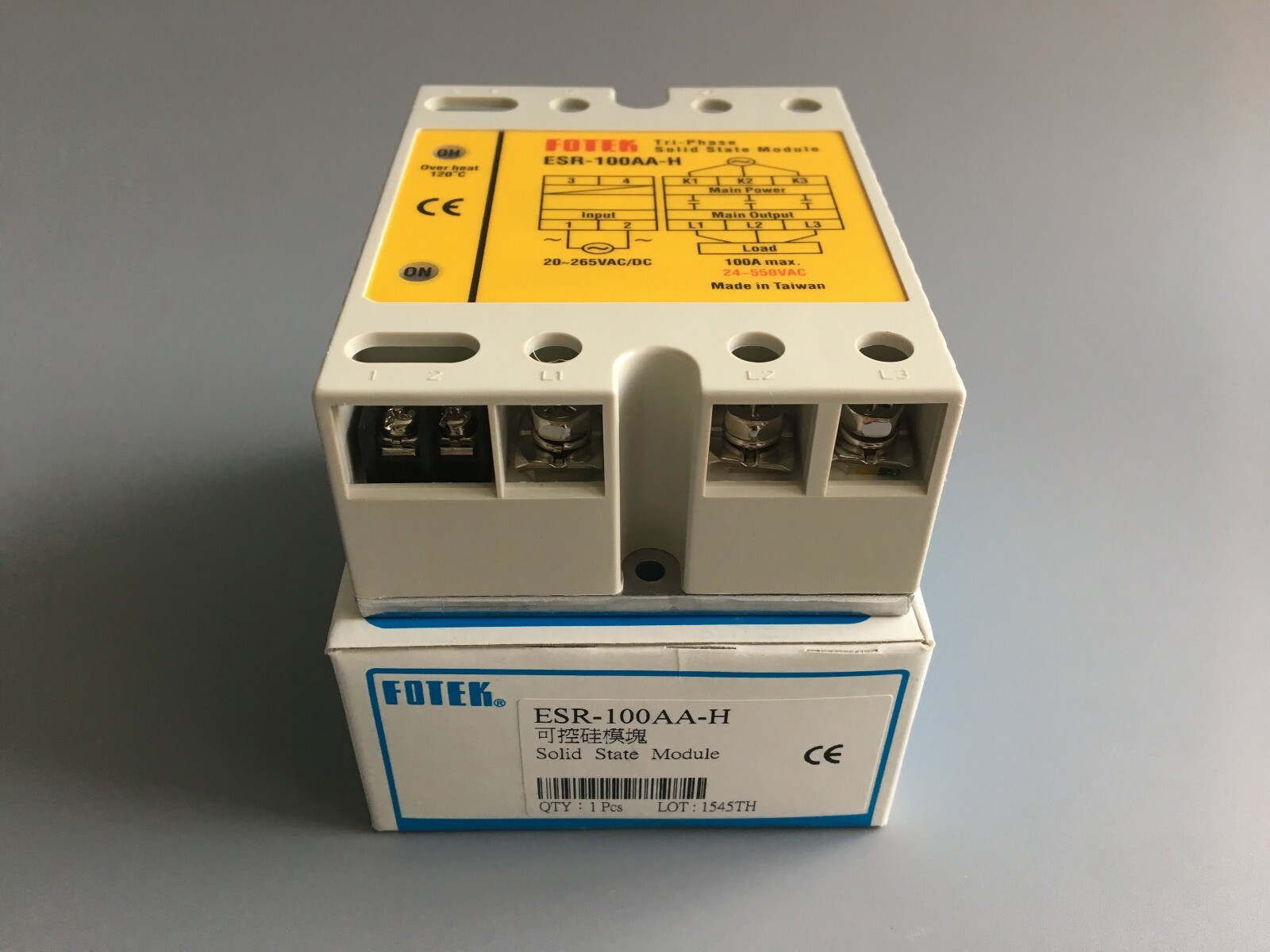 1PCS NEW FOR FOTEK ESR-100AA-H 24-550VAC 20-265-VAC/DC 100A Solid state relay--