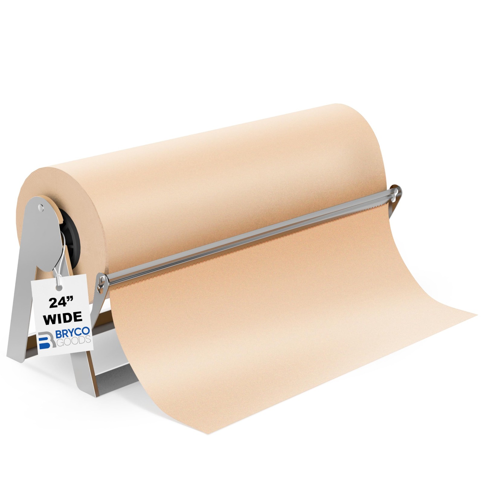 Paper Roll Dispenser 24 Inch Butcher Kraft Cutter Silver BG-PRD Bryco Goods