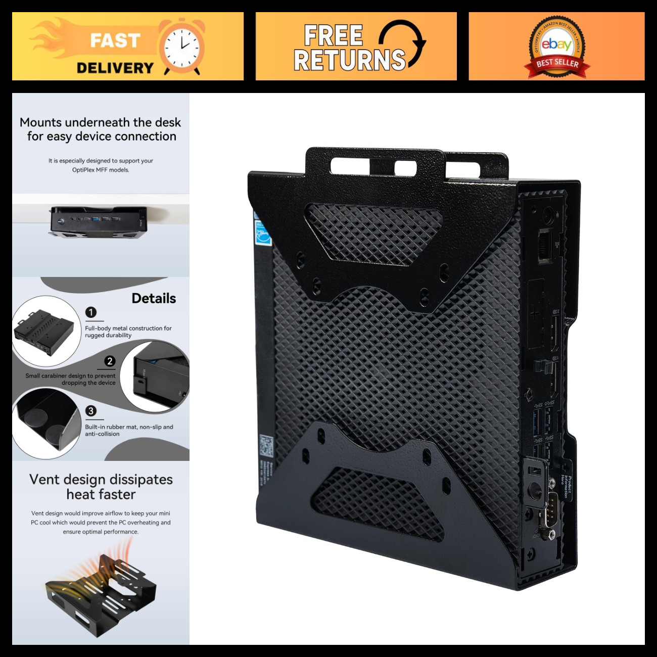 VESA Mount Underdesk/Wall Mount for Dell Mini PC - Space-Saving Design, Easy Ins