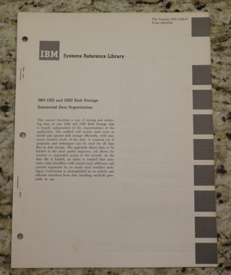 Vintage IBM System / 1301 and 1302 Disk Storage Sequential Data Org  Circa 1960s