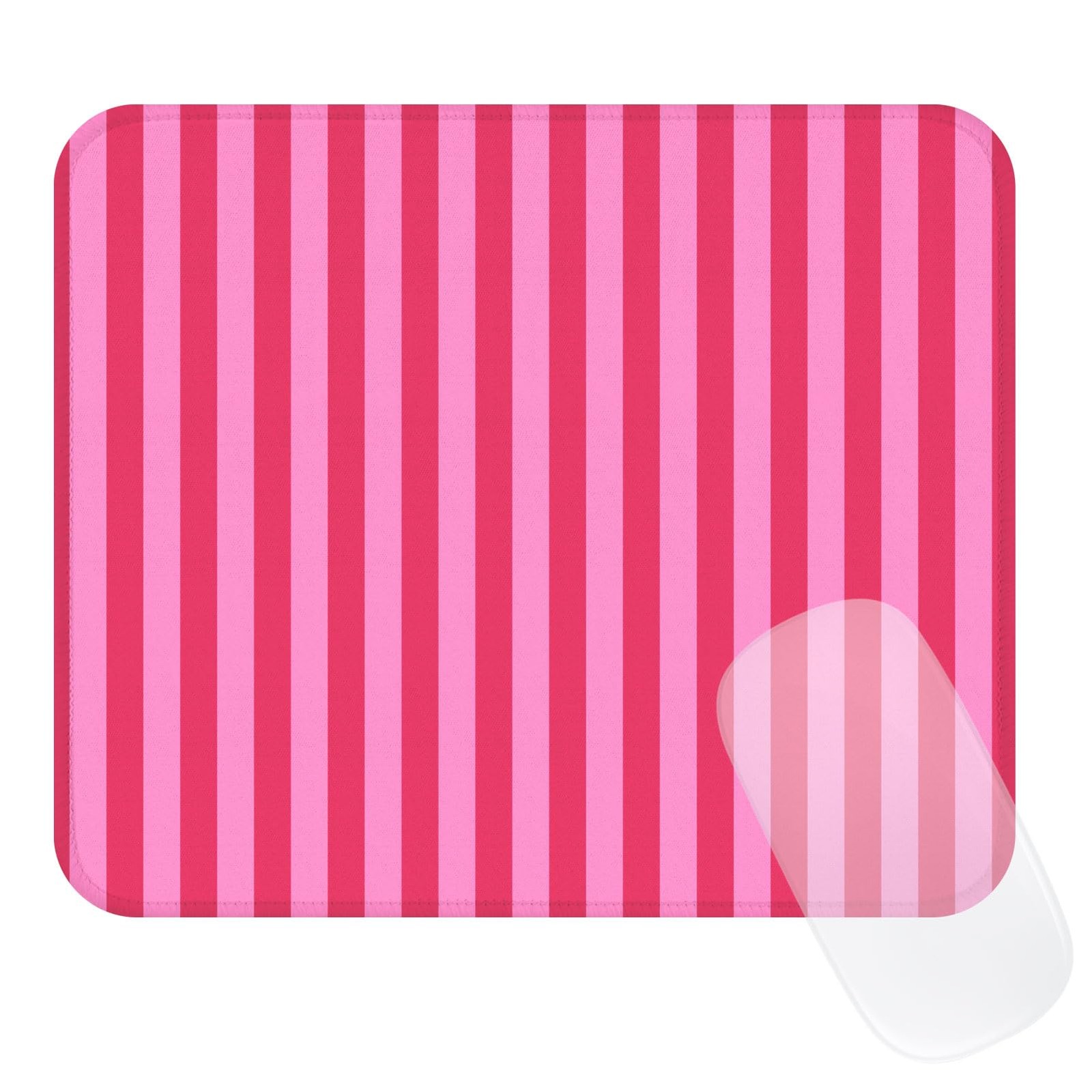 Square Cute Striped Mouse Pad with Stitched Edge, Premium Waterproof Cloth Ae...