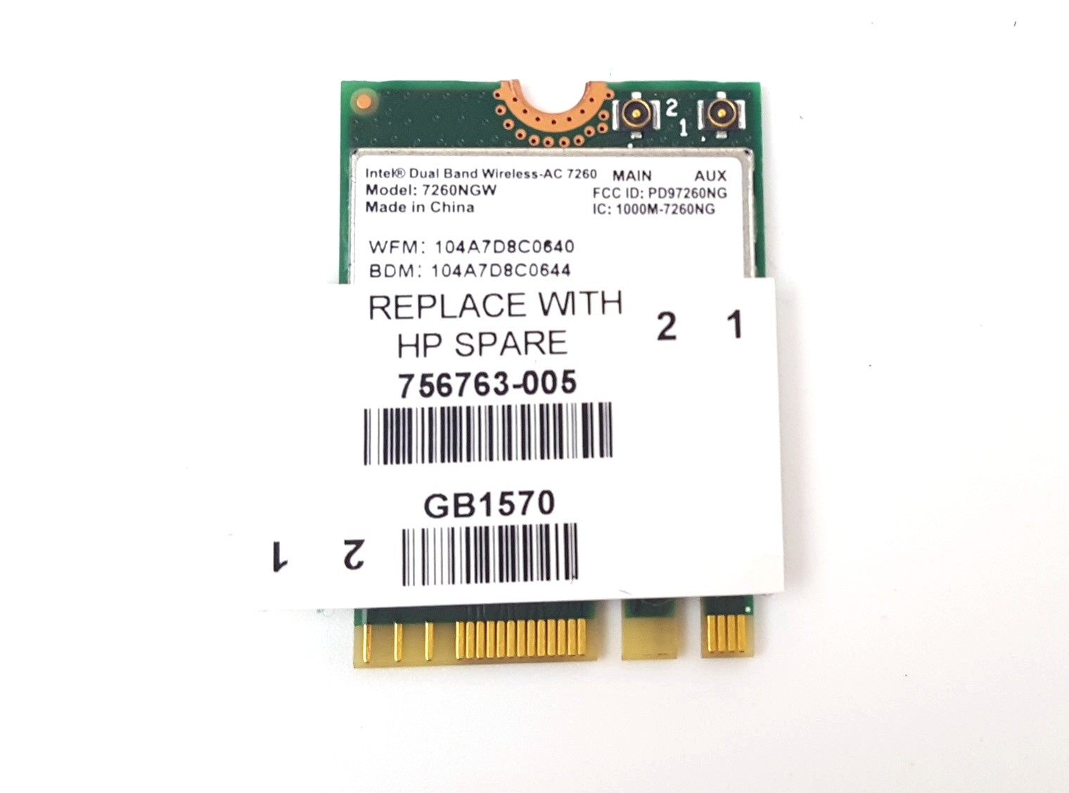 Intel 7260NGW Dual Band Wireless-AC Wifi+Bluetooth 4.0 WLAN Card HP 756763-005