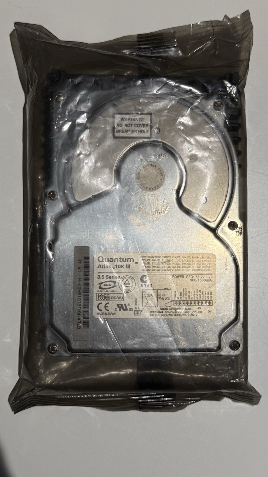 Quantum Atlas 10K III 18.4L 3.5in  Wide SCSI SCA HDD KW18L018-02-H