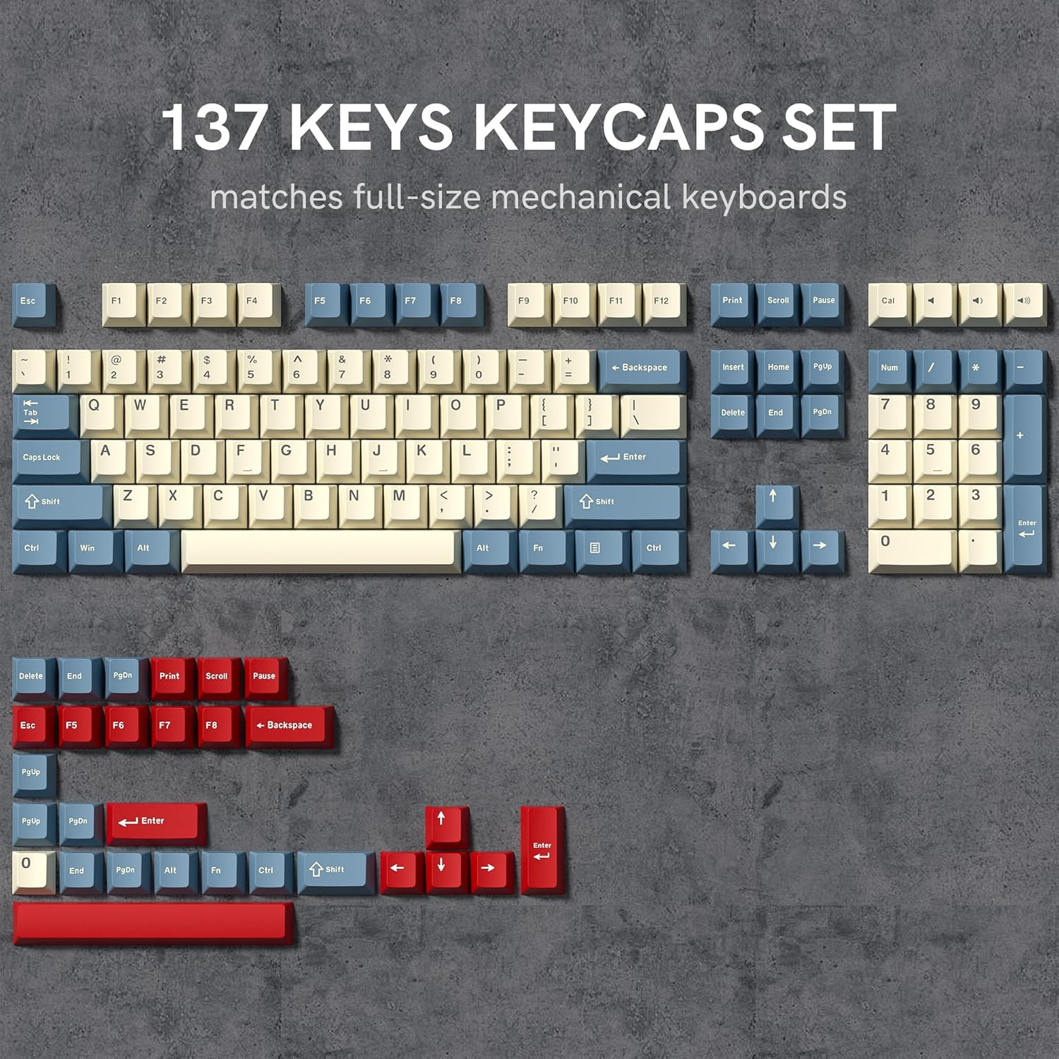 PBT Keycaps Set, Doubleshot 137 Key Caps,Cherry Profile Custom Keycap for 61/...