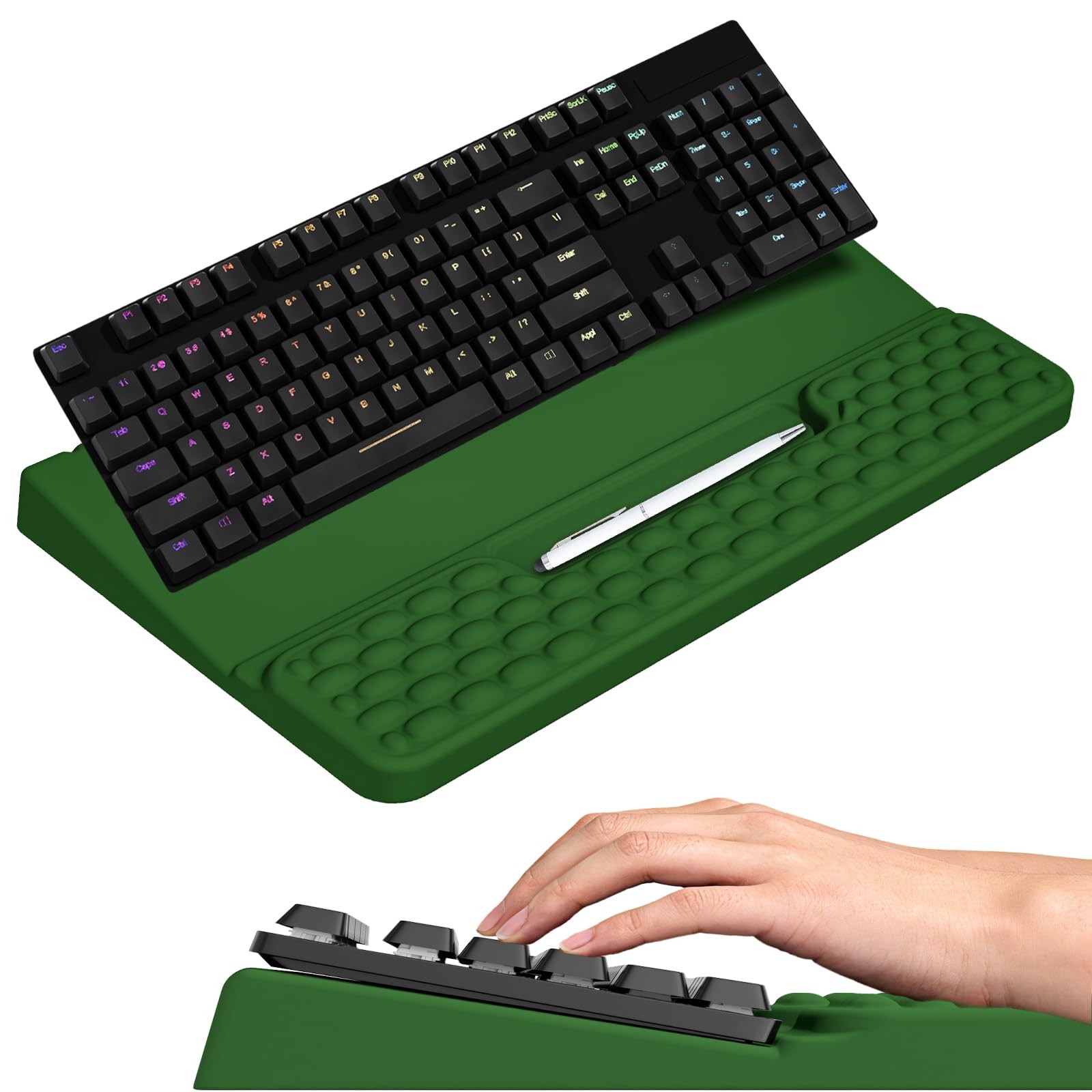 Keyboard Stand Wrist Rest Pad Ergonomic Riser Holder Memory Foam Desk Green