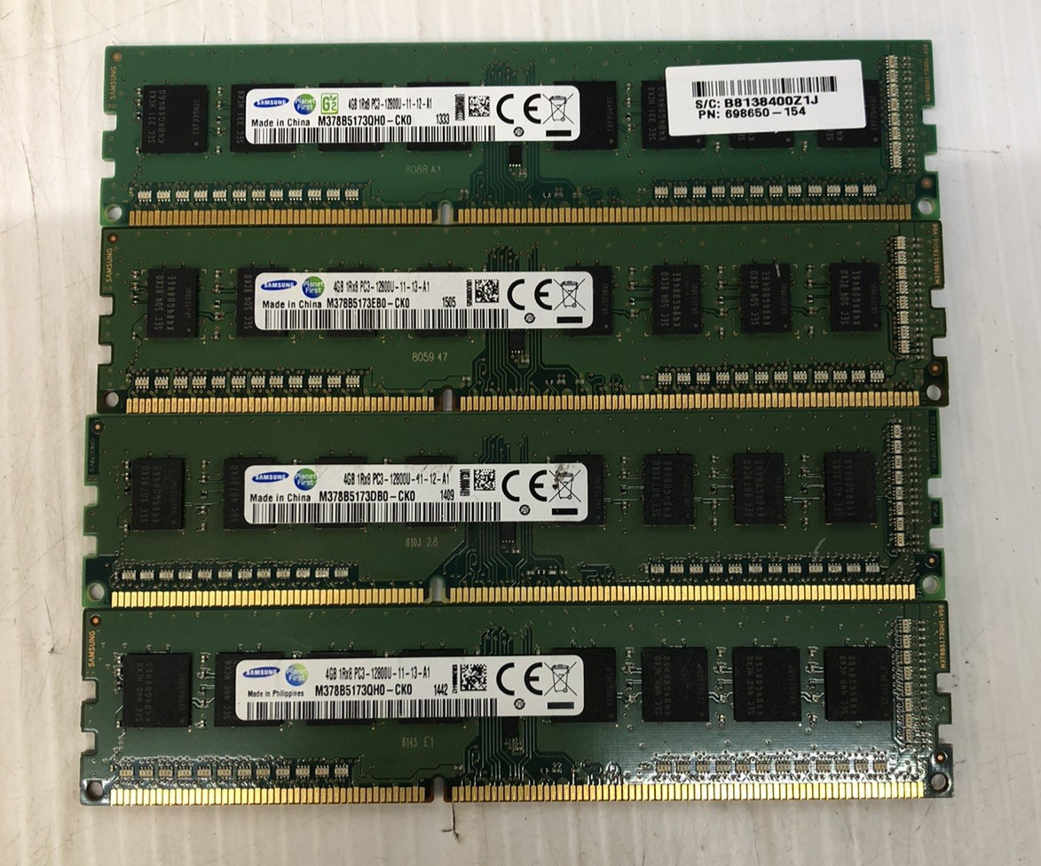 16 GB Samsung (4X4GB)  PC3- 12800U - TESTED