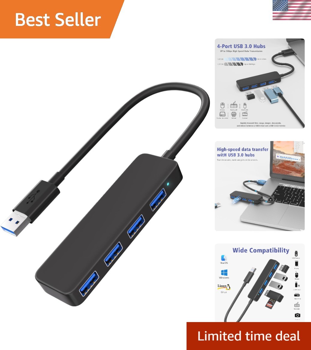 Ultra Slim 4-Port USB 3.0 Hub - Expand Your Devices' Connectivity Effortlessly