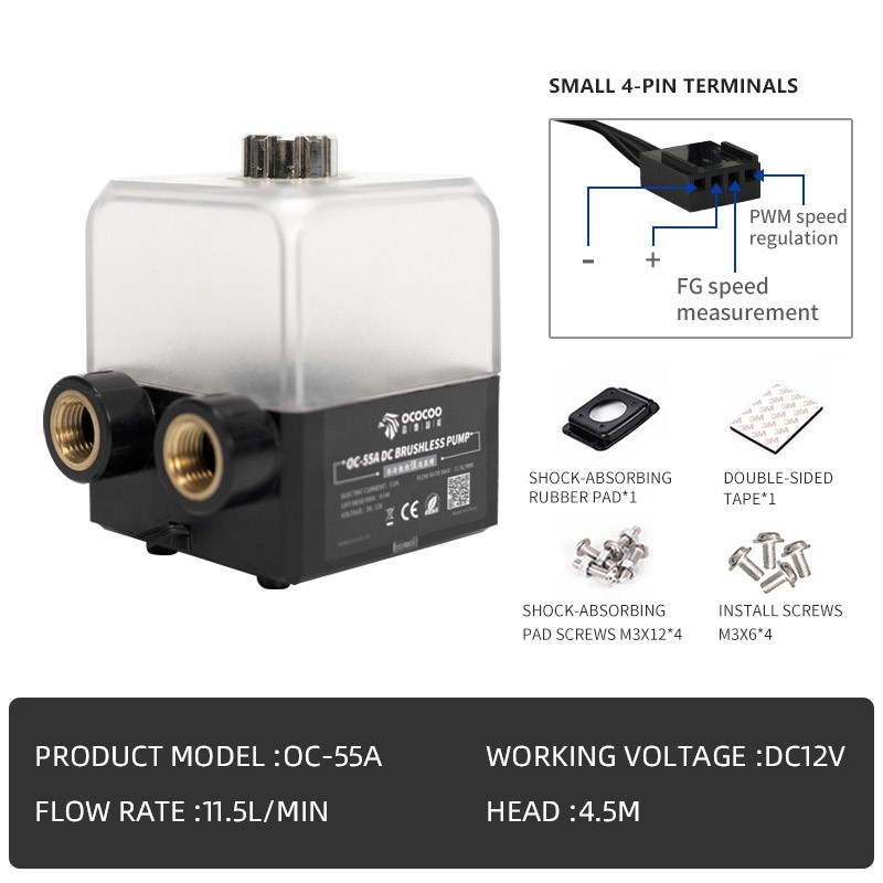 Circulating Pump 55A Welding 4.5M 690L/H DC12V Mini Printe PC Water Cooling DIY