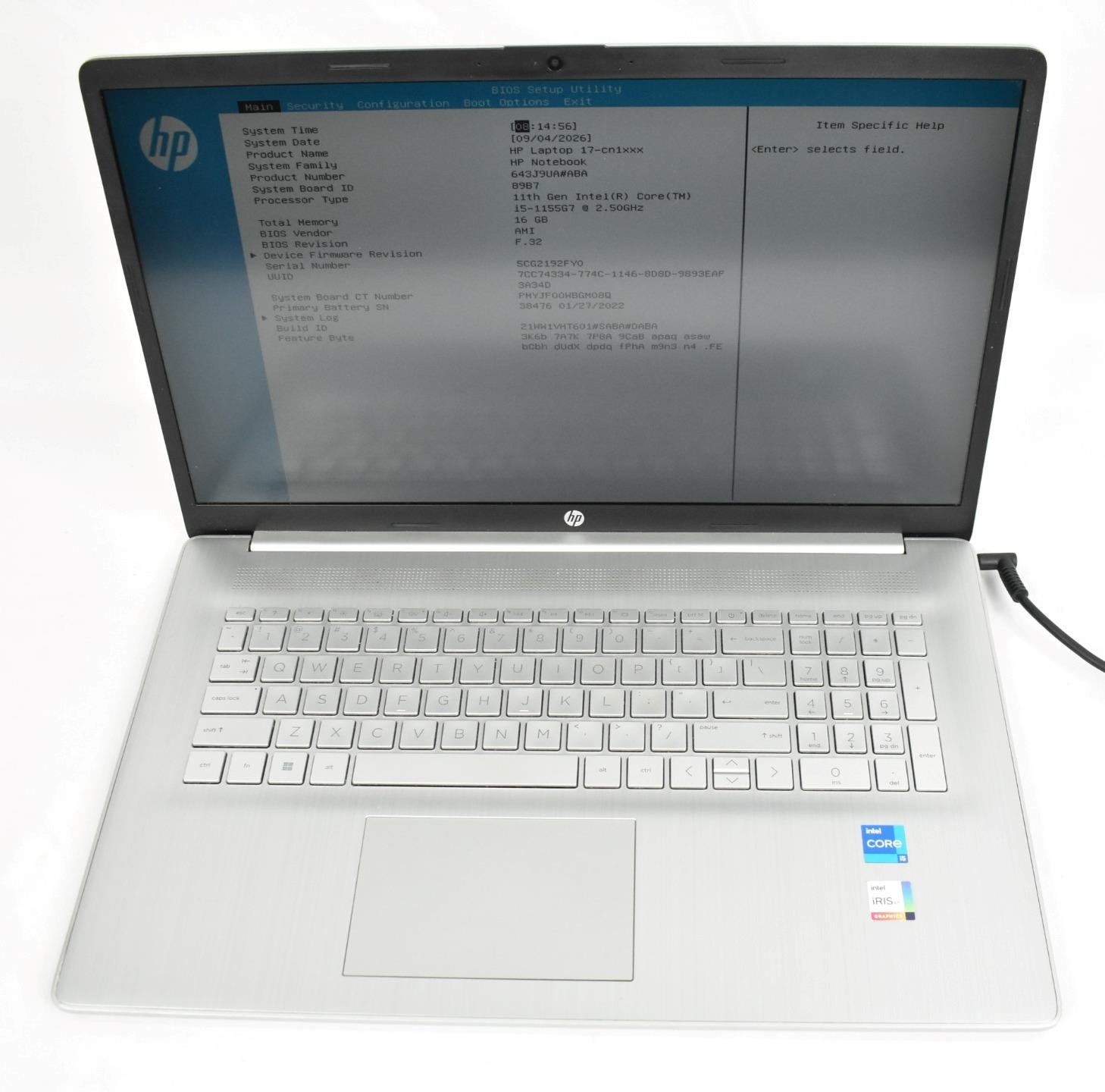 HP 17-cn1063cl Laptop i5-1155G7 2.5GHz 16GB 256GB SSD No OS 17.3" *See Details*