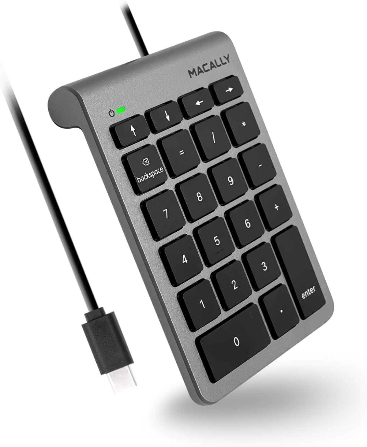 Macally Wired USB C Numeric Keypad for Mac - Work Better - Type C Space Gray 