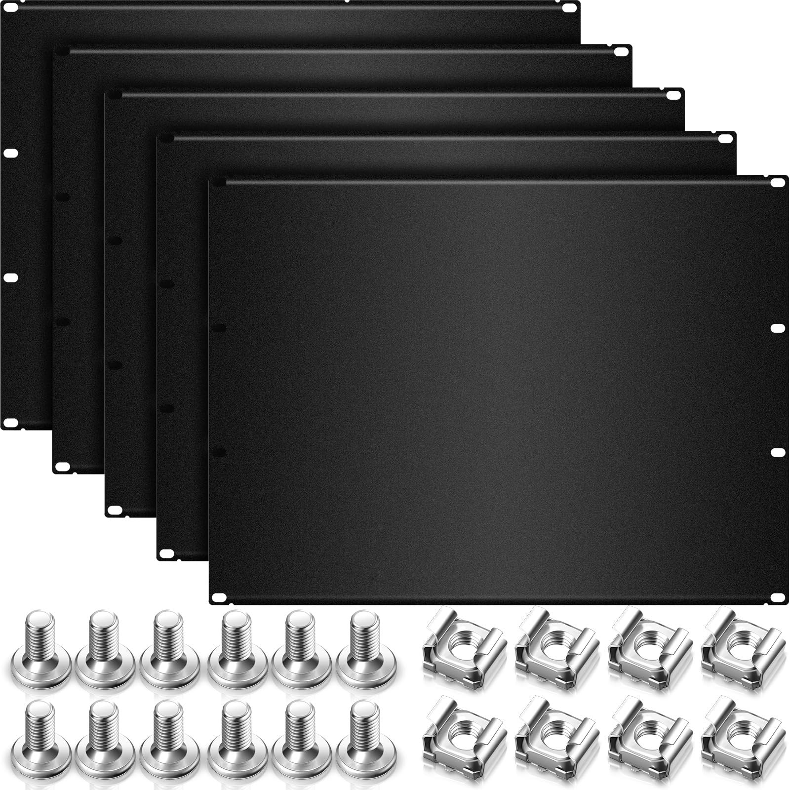 Leinuosen Blank Rack Mount Panel Spacer Metal Black 8 U, black 