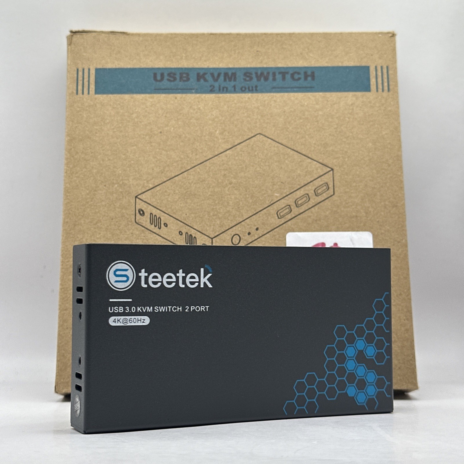 Teetek USB 3.0 KVM Switch 2-Port 4K@60Hz HDMI w/ Button Controller - 2 in 1 out