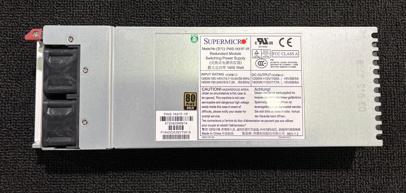 SUPERMICRO PWS-1K41F-1R 1200W 1400W Switching Power Supply