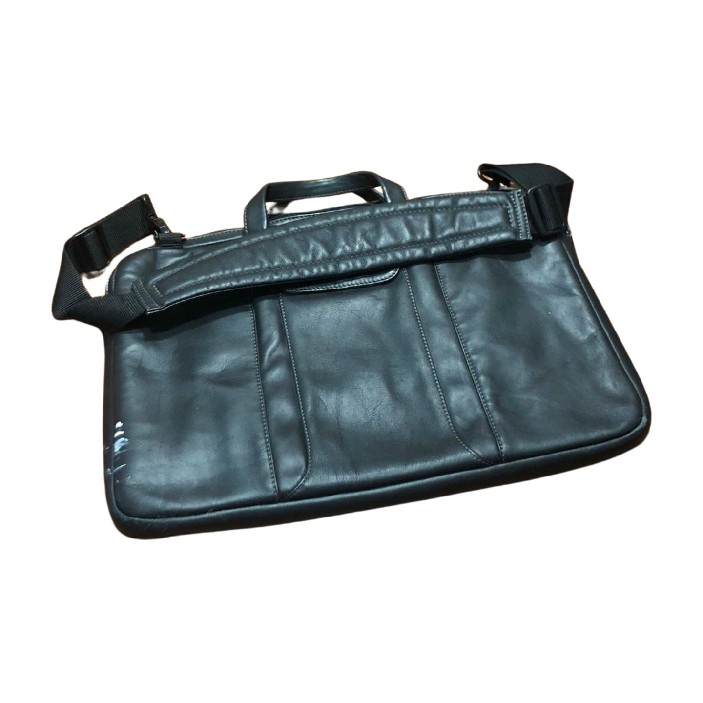 Incase Black Genuine Leather Zip Top Carry On Padded Laptop Case HandBag
