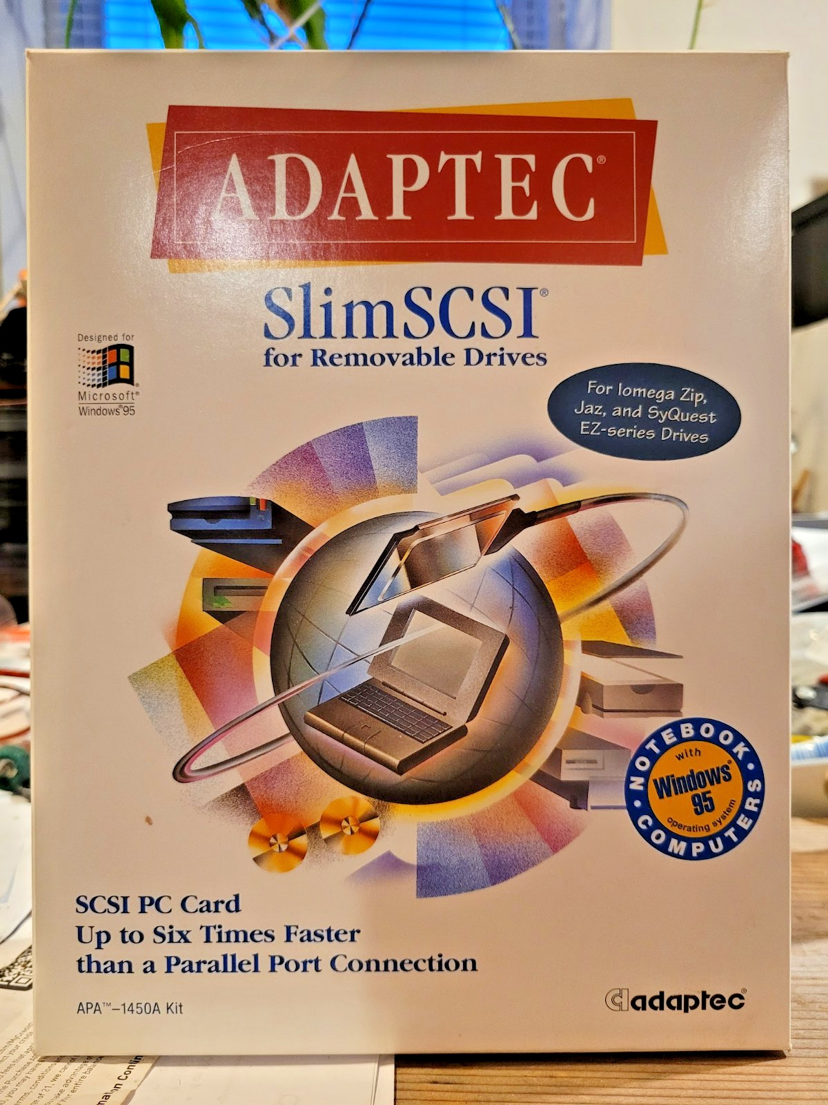 Adaptec SlimSCSI 1450A PCMCIA Fast SCSI Adapter PC Card + High-Densty HD50 Cable