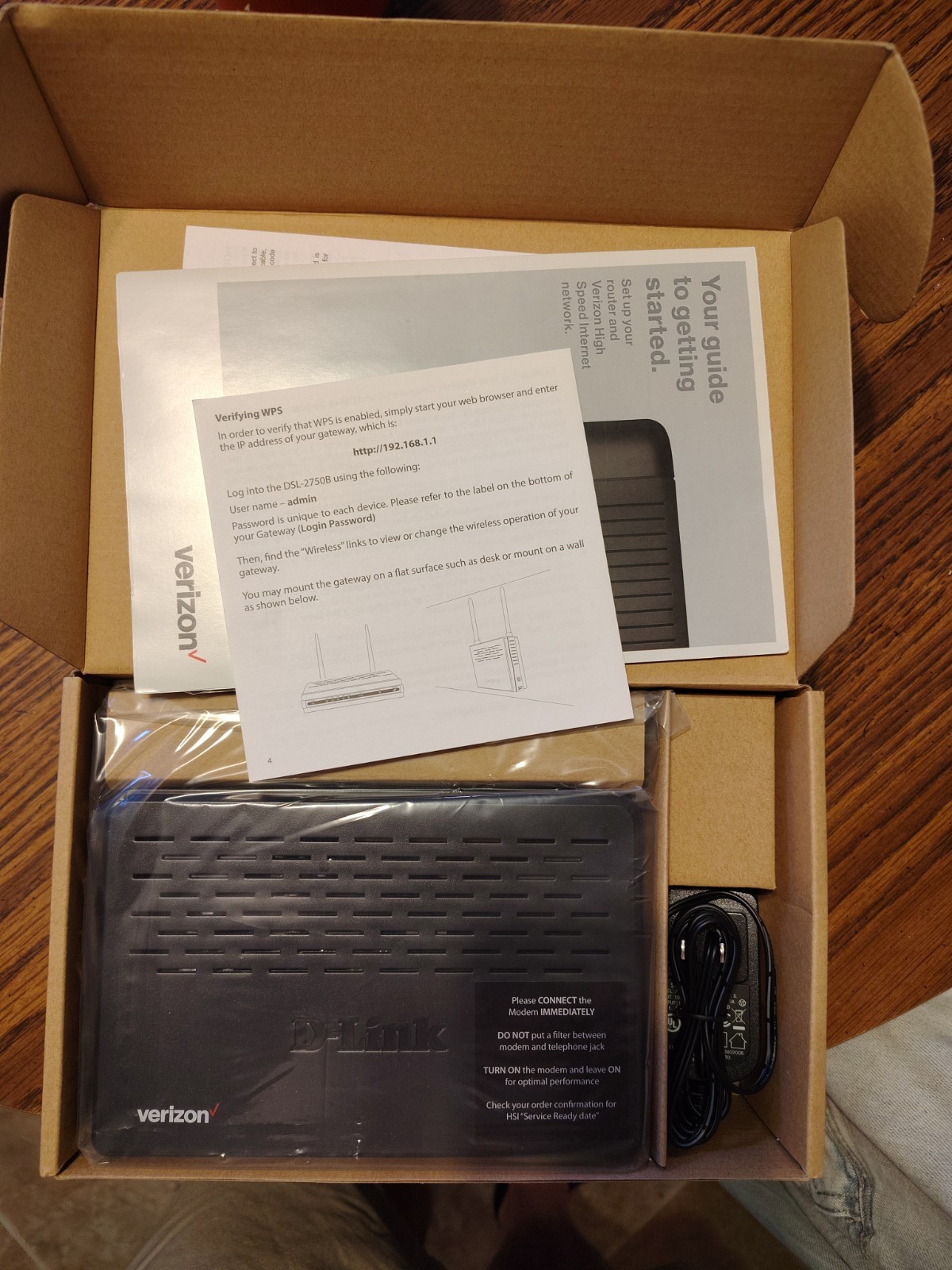 D-Link DSL-2750B Wireless N300 ADSL2+ Modem Router New Open Box Complete