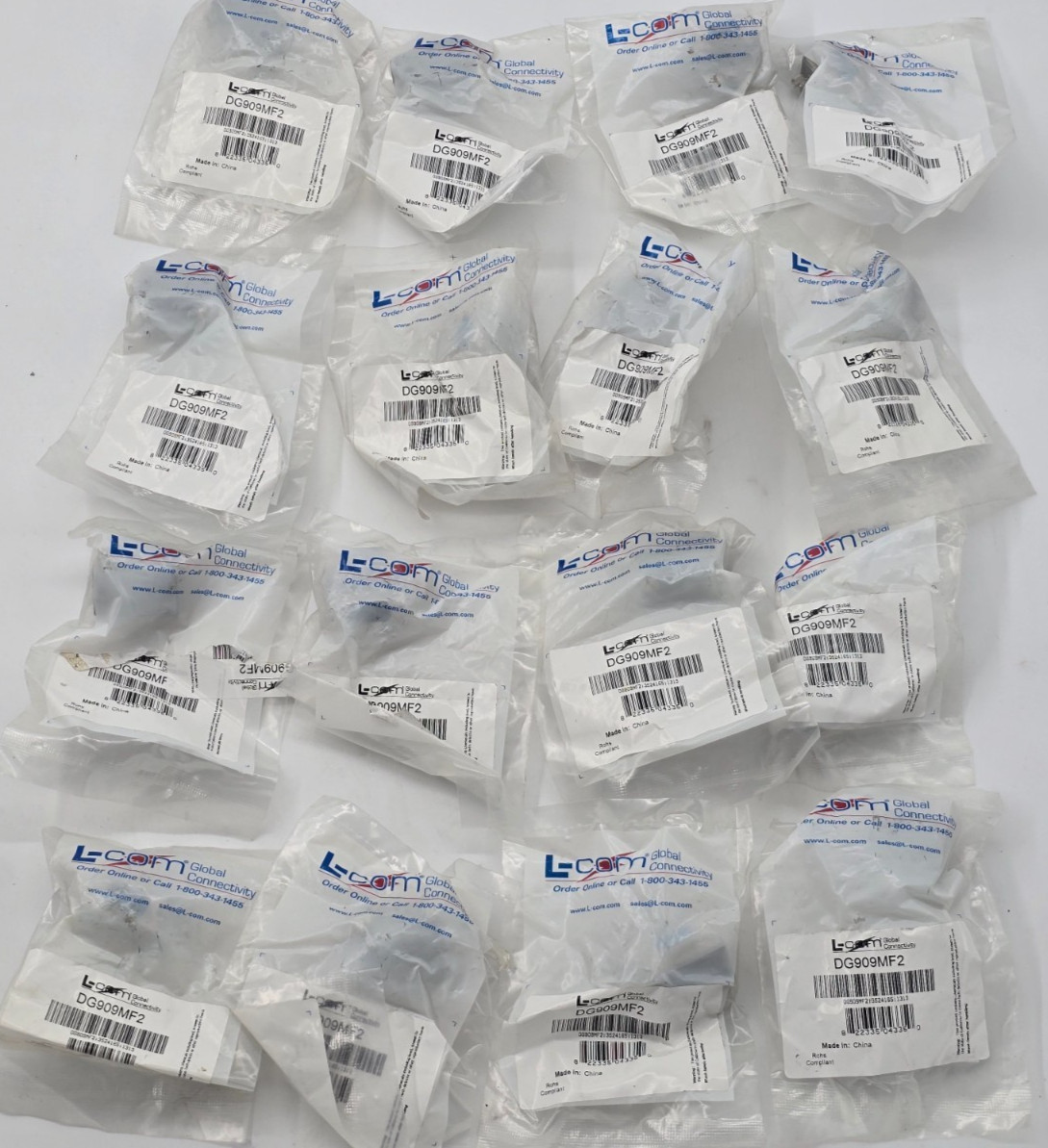 LOT OF 16 L-Com Global Connectivity 90-Degree Plug DG909MF2