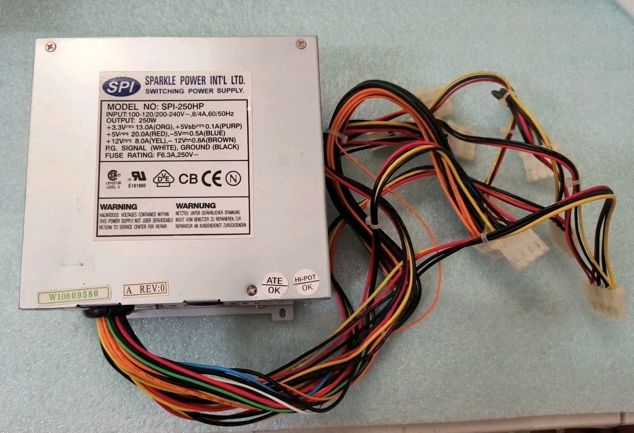VINTAGE SPARKLE POWER INTL SPI MODEL SPI-250HP ATX250 WATT POWER SUPPLY DS-PS-T1