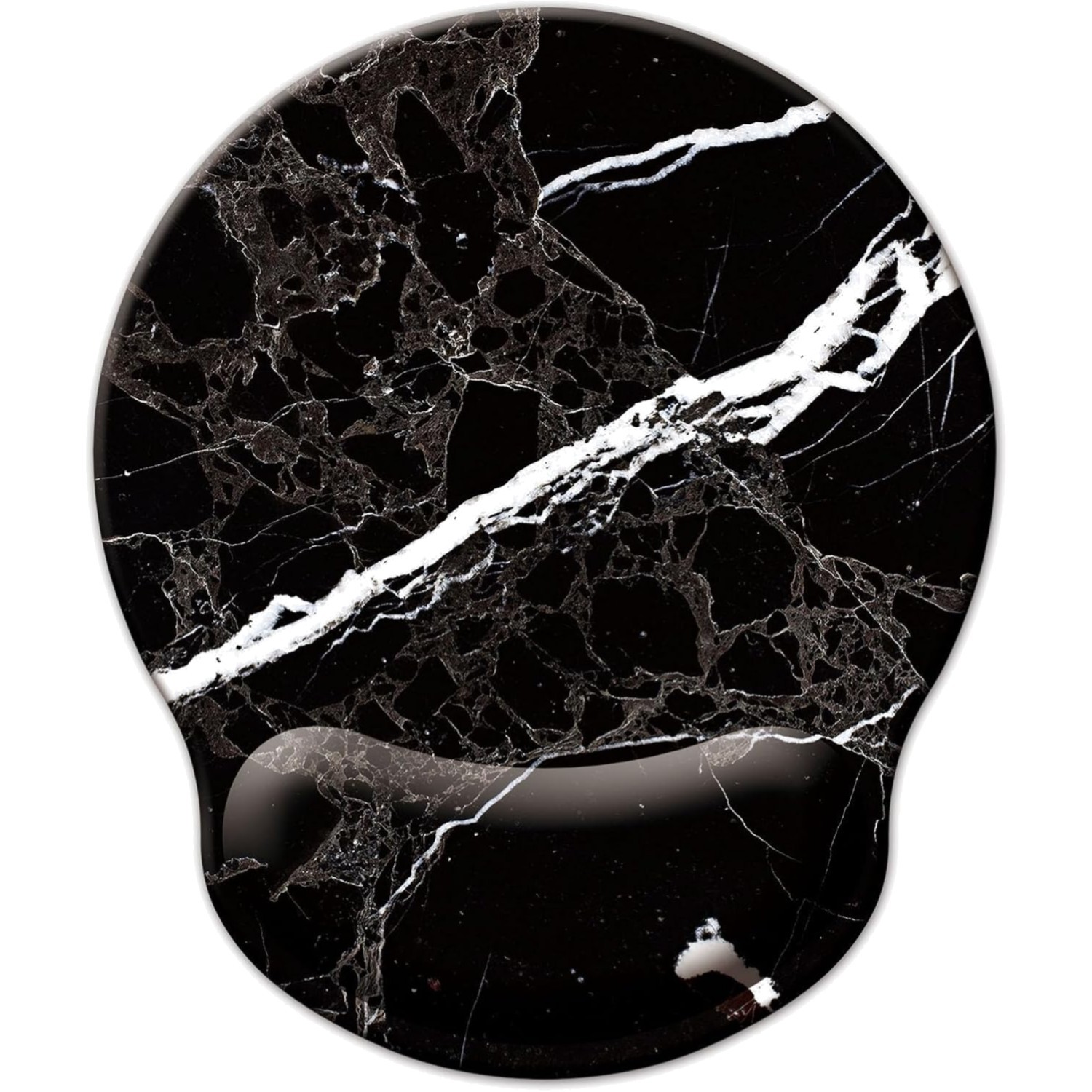 Ergonomic Round Mouse Pad with Non-Slip Base & Soft Wrist Rest - Marble Finish