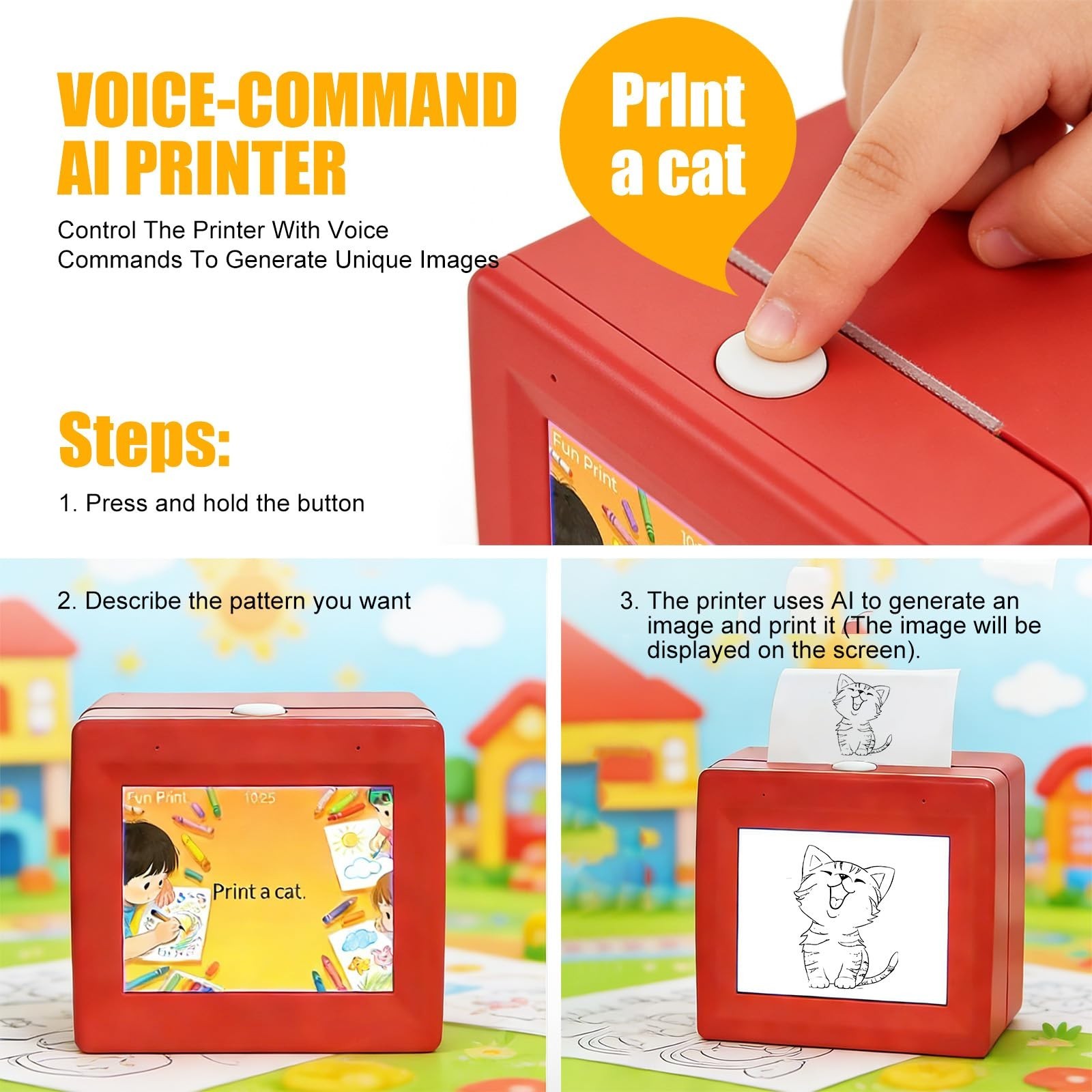 Ai Mini Printer, Portable Thermal Inkless AiVoice Sticker Printer for kids