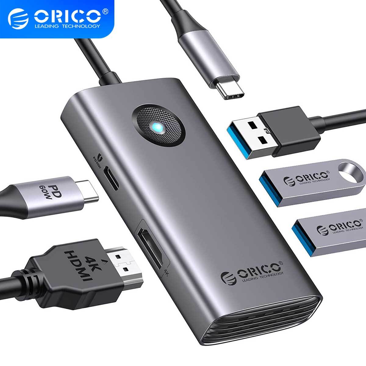 USB C Hub, ORICO 5-in-1 USB C Docking Station 4K HDMI 60W PD USB 3.0 USB C