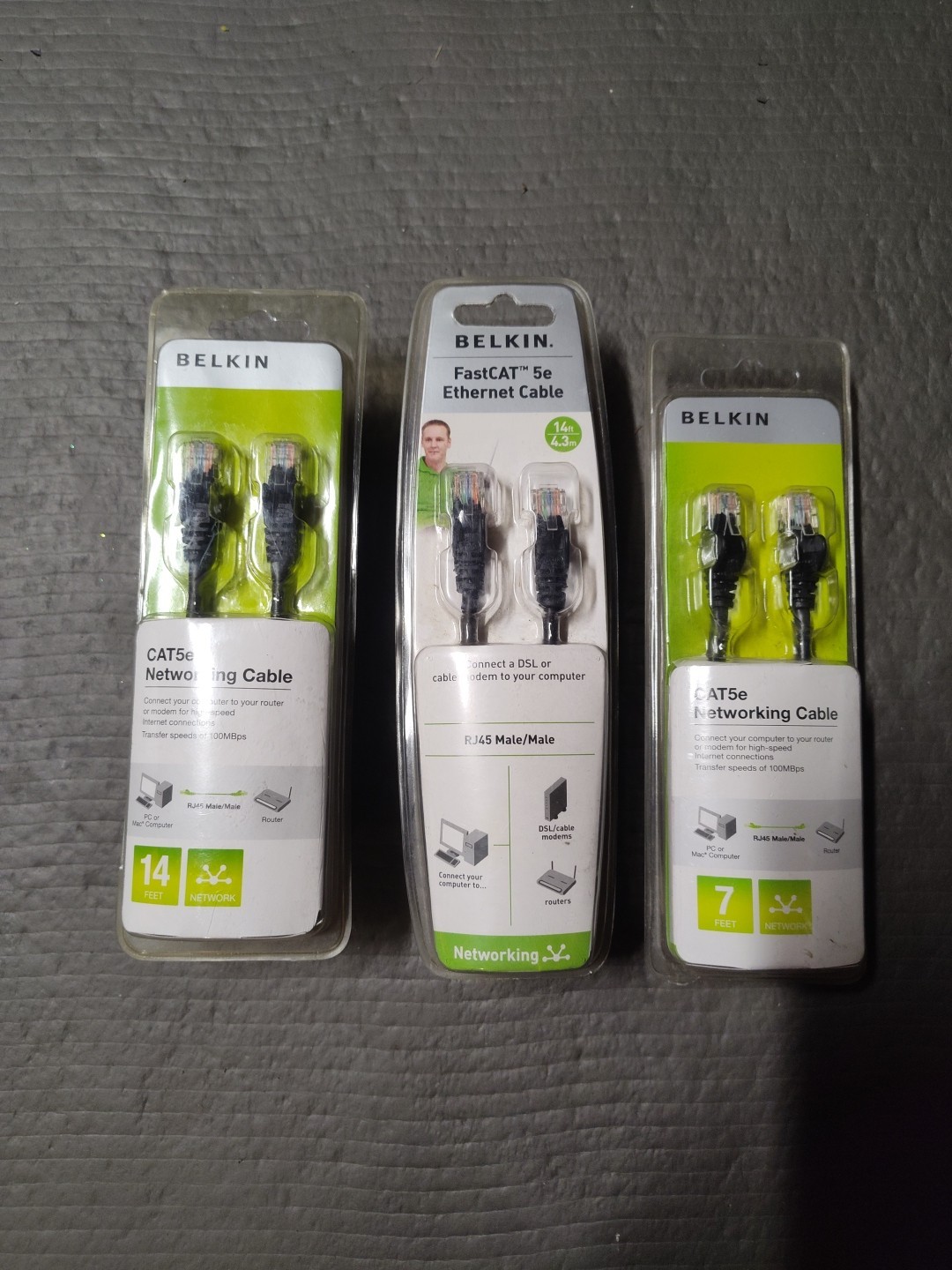 2 Pack Belkin CAT5e Networking Cable 14Ft + 7 Ft Belkin CAT5e Network   Cable